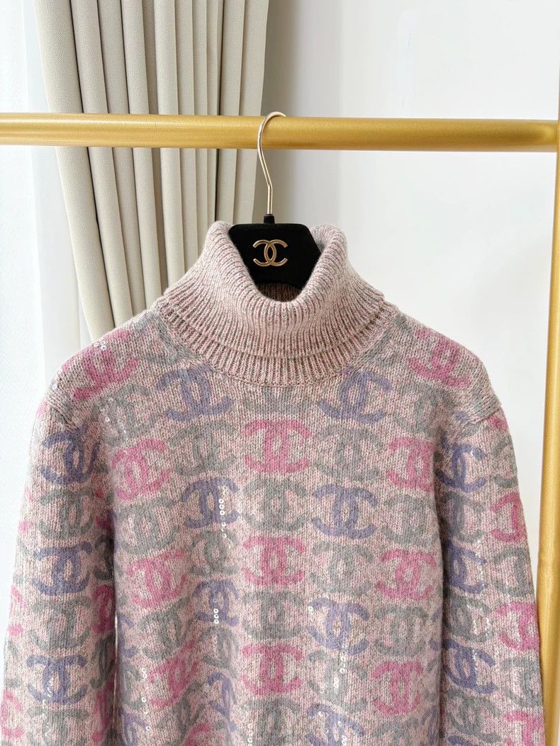 Chanel Chanel 22K gray and pink sequin double C turtleneck long-s Size XS / US 0-2 / IT 36-38 - 4 Thumbnail