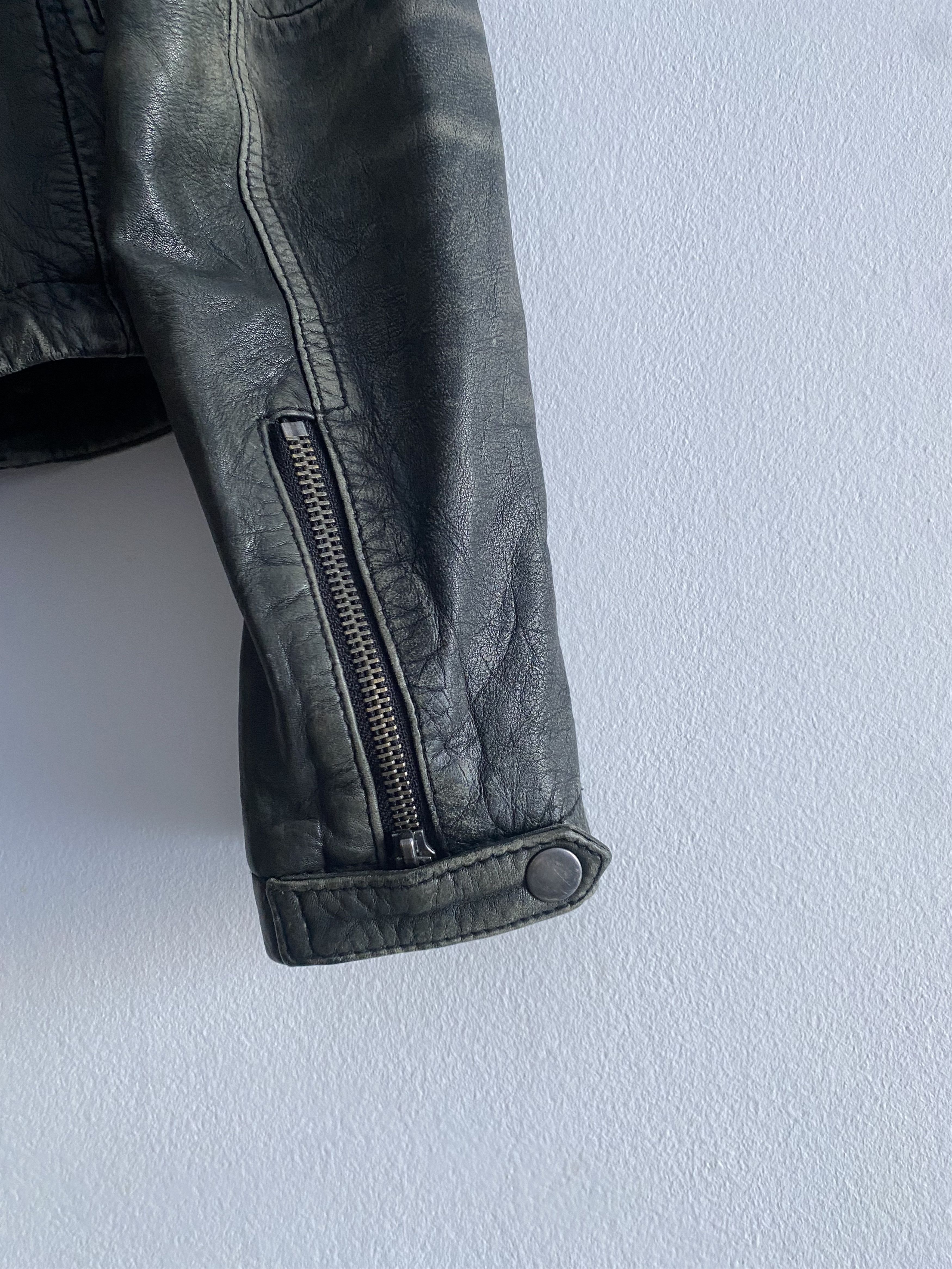 Allsaints AllSaints Cargo Leather Biker Jacket - Distressed Black/Grey Size M / US 6-8 / IT 42-44 - 4 Thumbnail