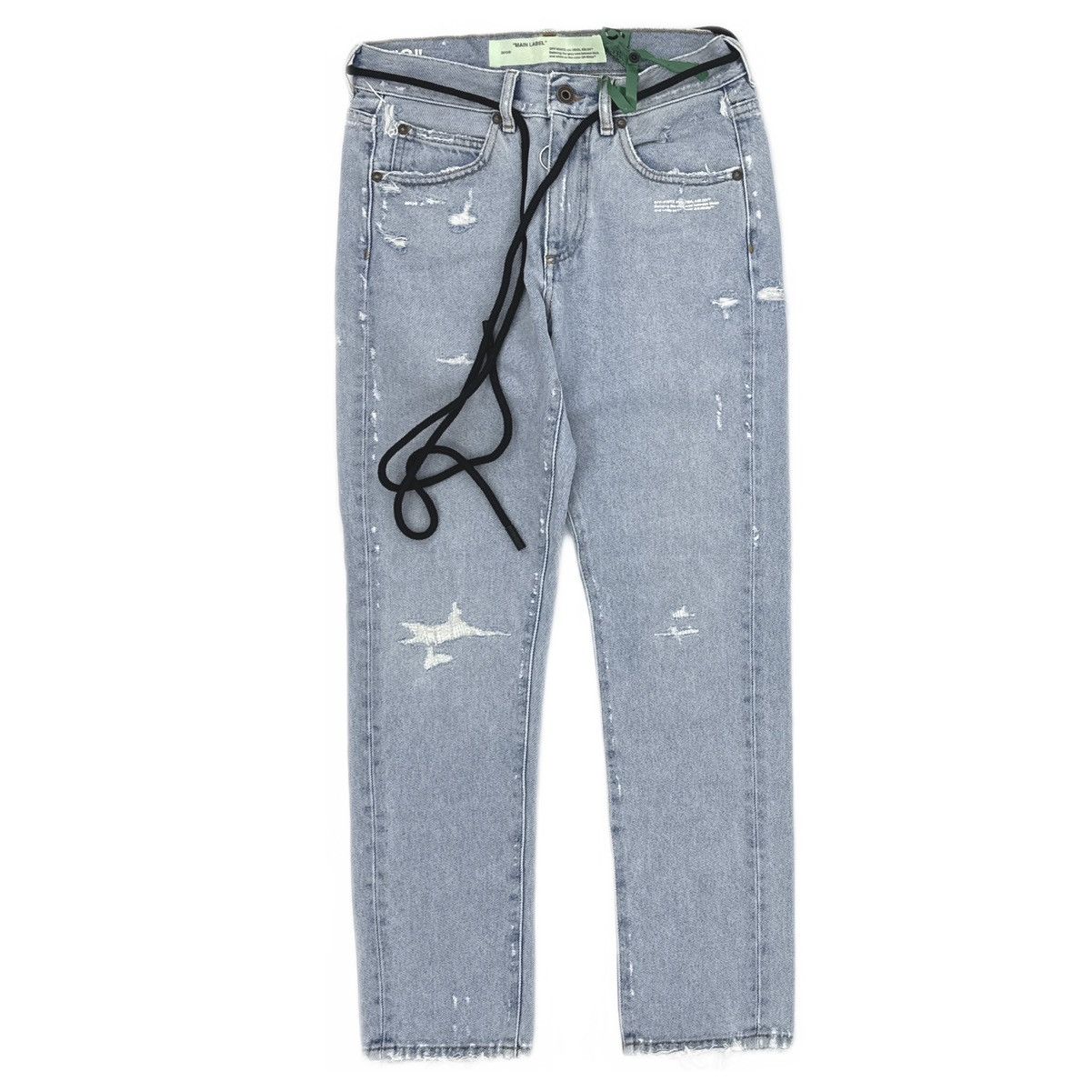 Off-White Off-White blue letter print denim pants Size US 29 - 1 Thumbnail