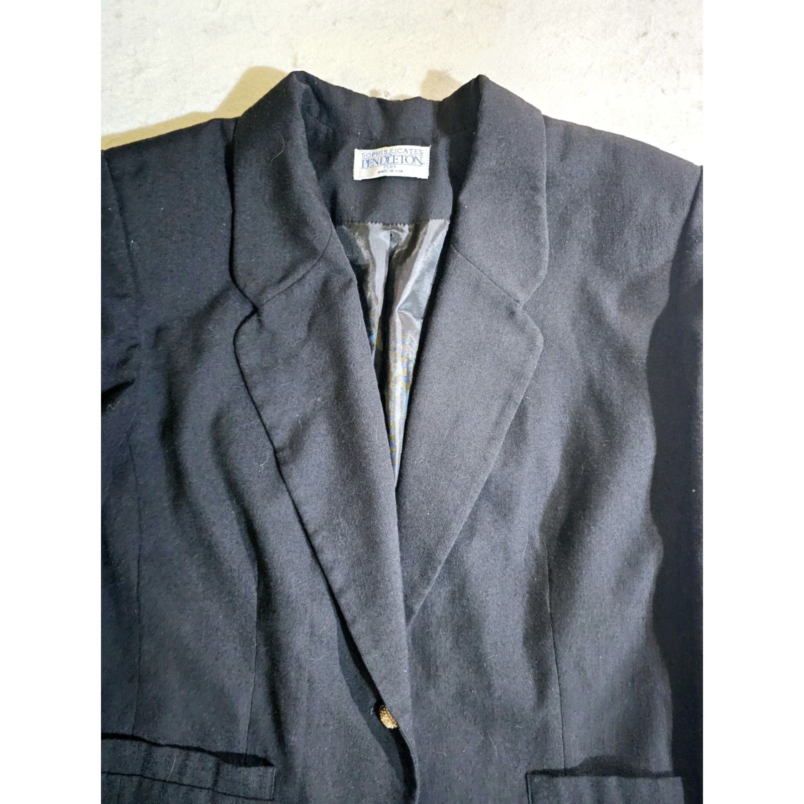 Pendleton VINTAGE Pendleton Blazer Jacket Women's Plus Size 14 Blue One-Button Notch Lapel Workwear Satin Lined Regular Fit Size XL / US 12-14 / IT 48-50 - 2 Thumbnail