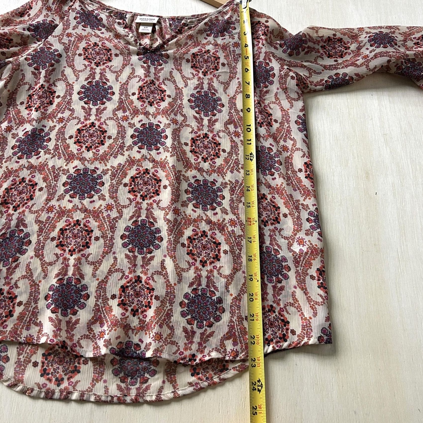 Mossimo Mossimo Supply Co. Blouse Womens Small Multicolor Floral Sheer 3/4 Sleeve Tunic Size S / US 4 / IT 40 - 5 Thumbnail