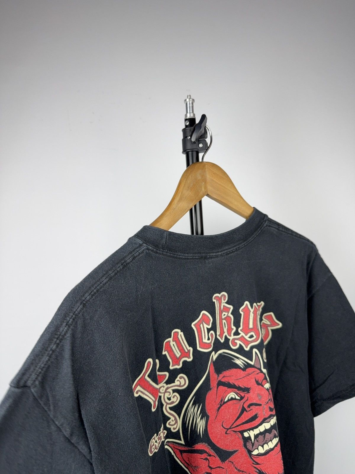 90s Retro Lucky 13 Devil Graphic T-Shirt Hot Rod Biker USA