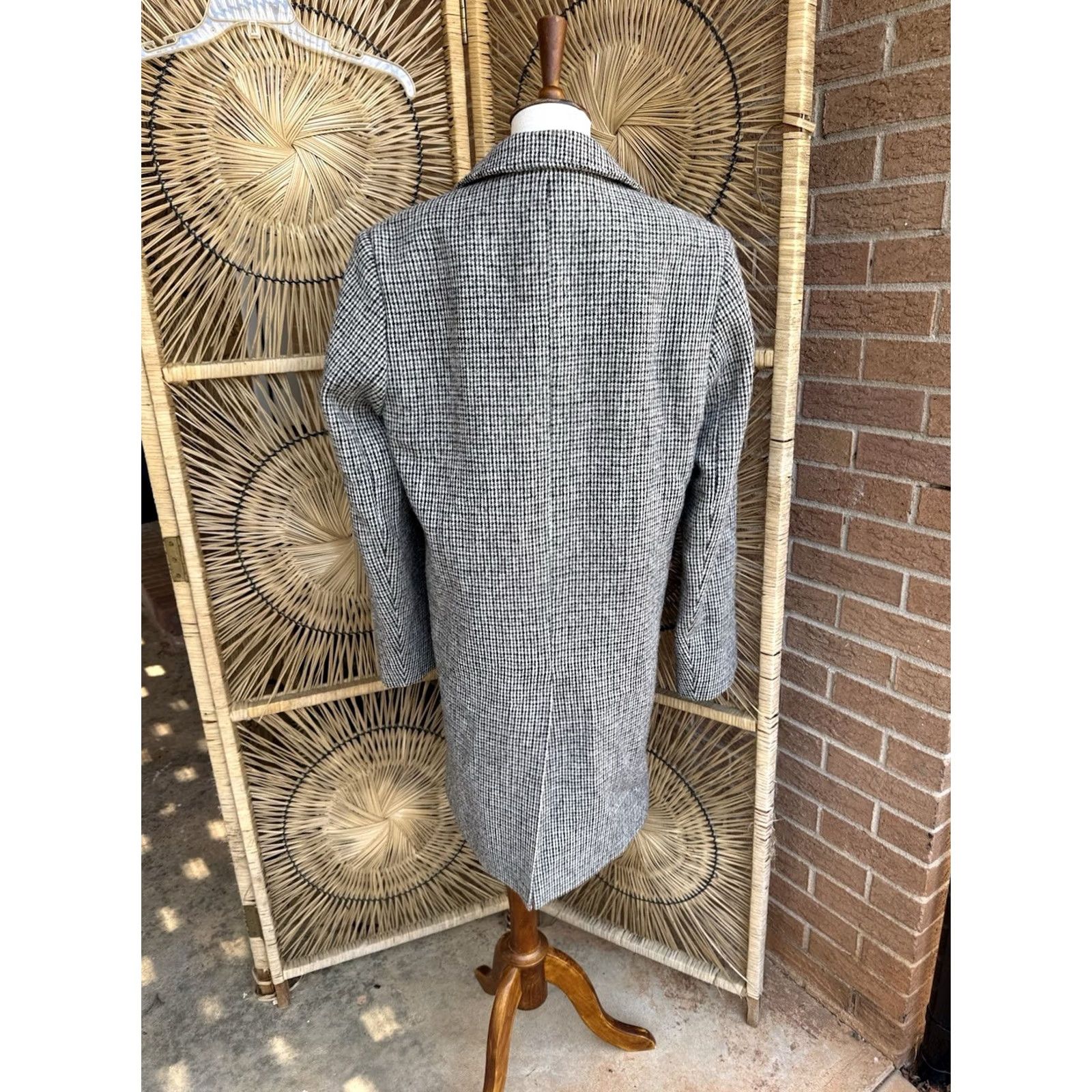 Harris Tweed Sandro Paris Wool Harris Tweed Coat Women Medium Houndstooth Long Jacket Size M / US 6-8 / IT 42-44 - 6 Thumbnail