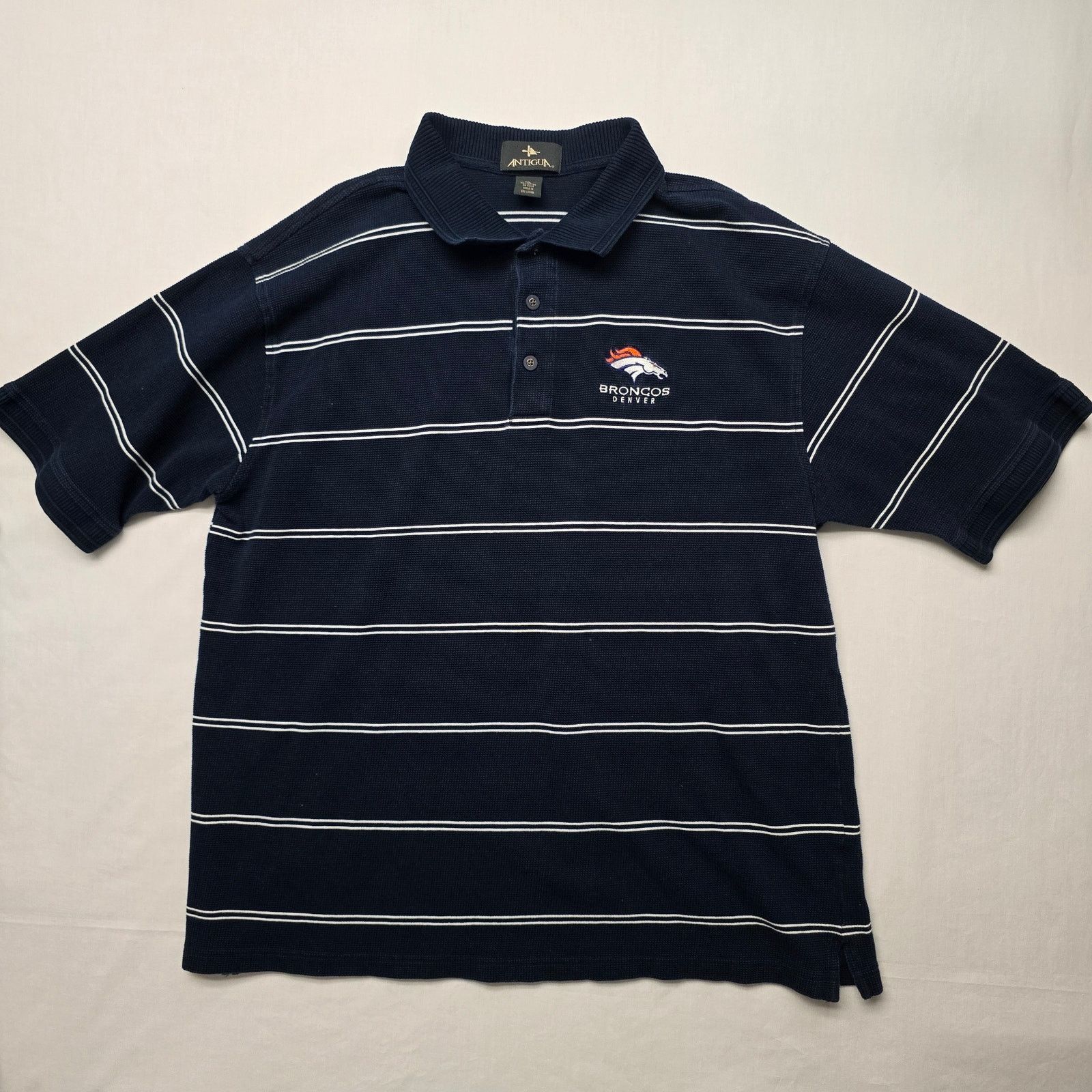 Vintage Vintage Denver Broncos Polo Blue XL Striped Football Shirt Size US XL / EU 56 / 4 - 1 Thumbnail