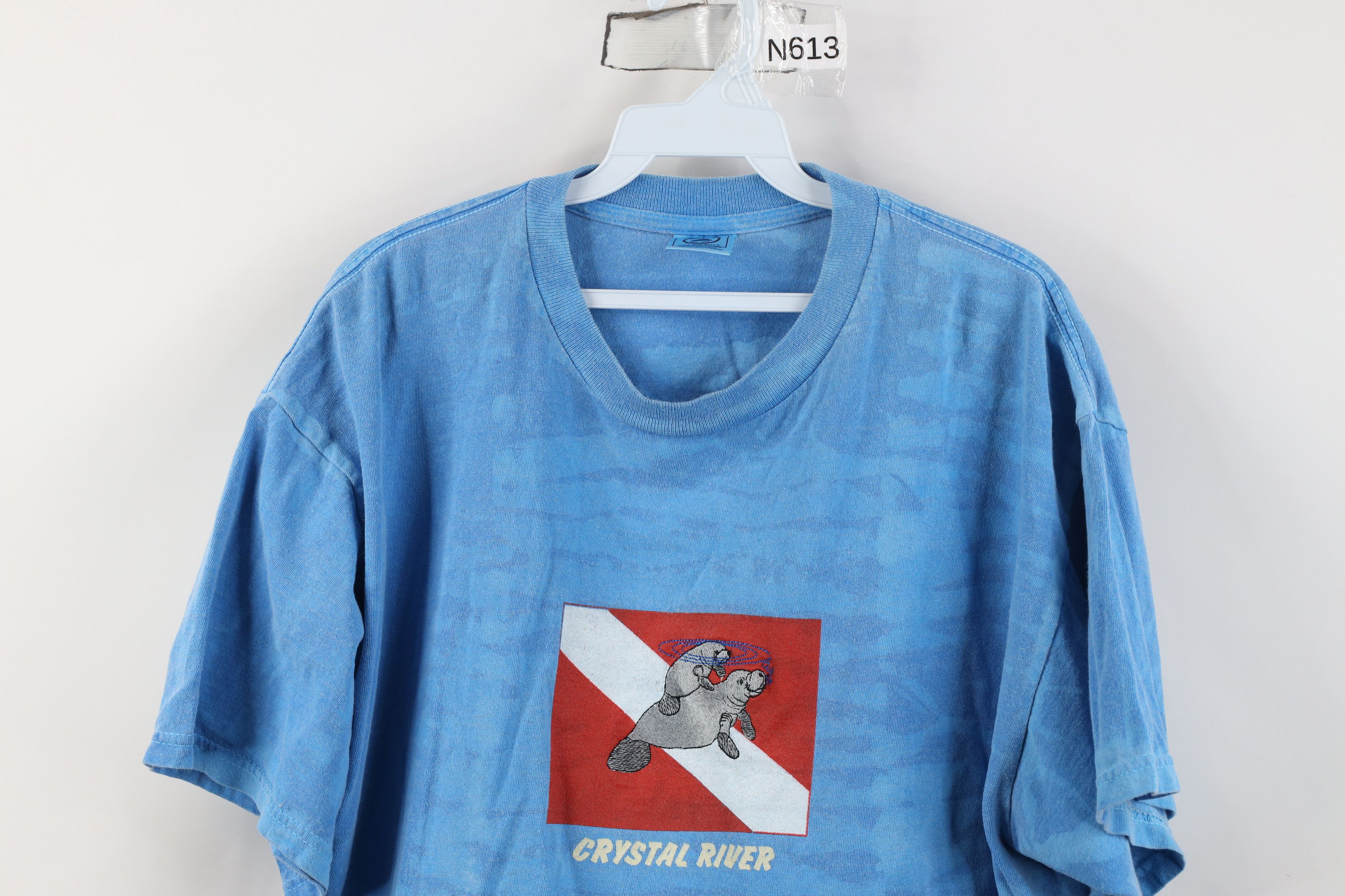 Vintage Vintage 90s Streetwear River Sea Manatee Acid Wash T-Shirt Size US XL / EU 56 / 4 - 2 Thumbnail