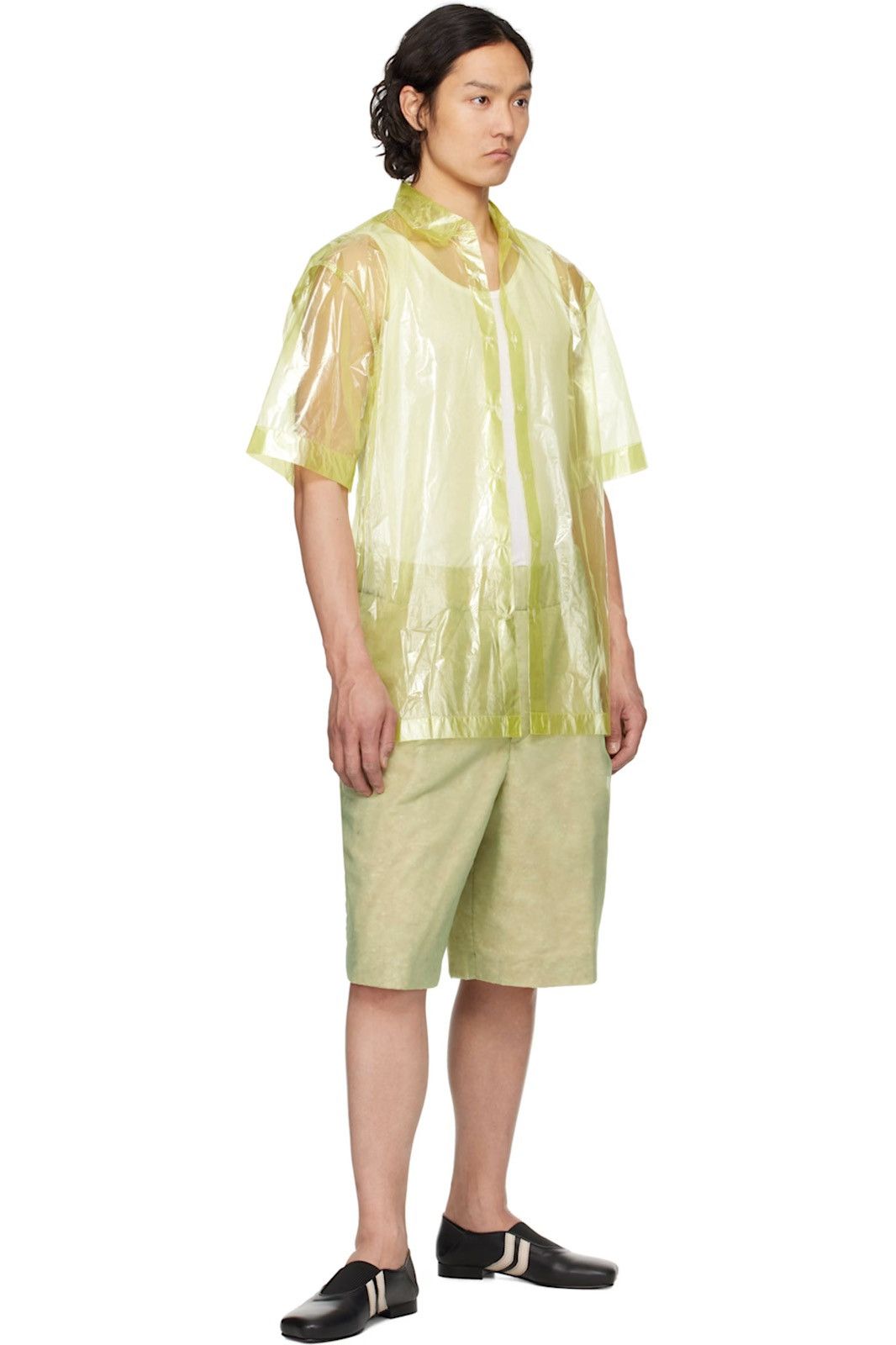 Dries Van Noten DRIES VAN NOTEN Green Layered Pleated Bermuda Shorts Size US 34 / EU 50 - 1 Thumbnail