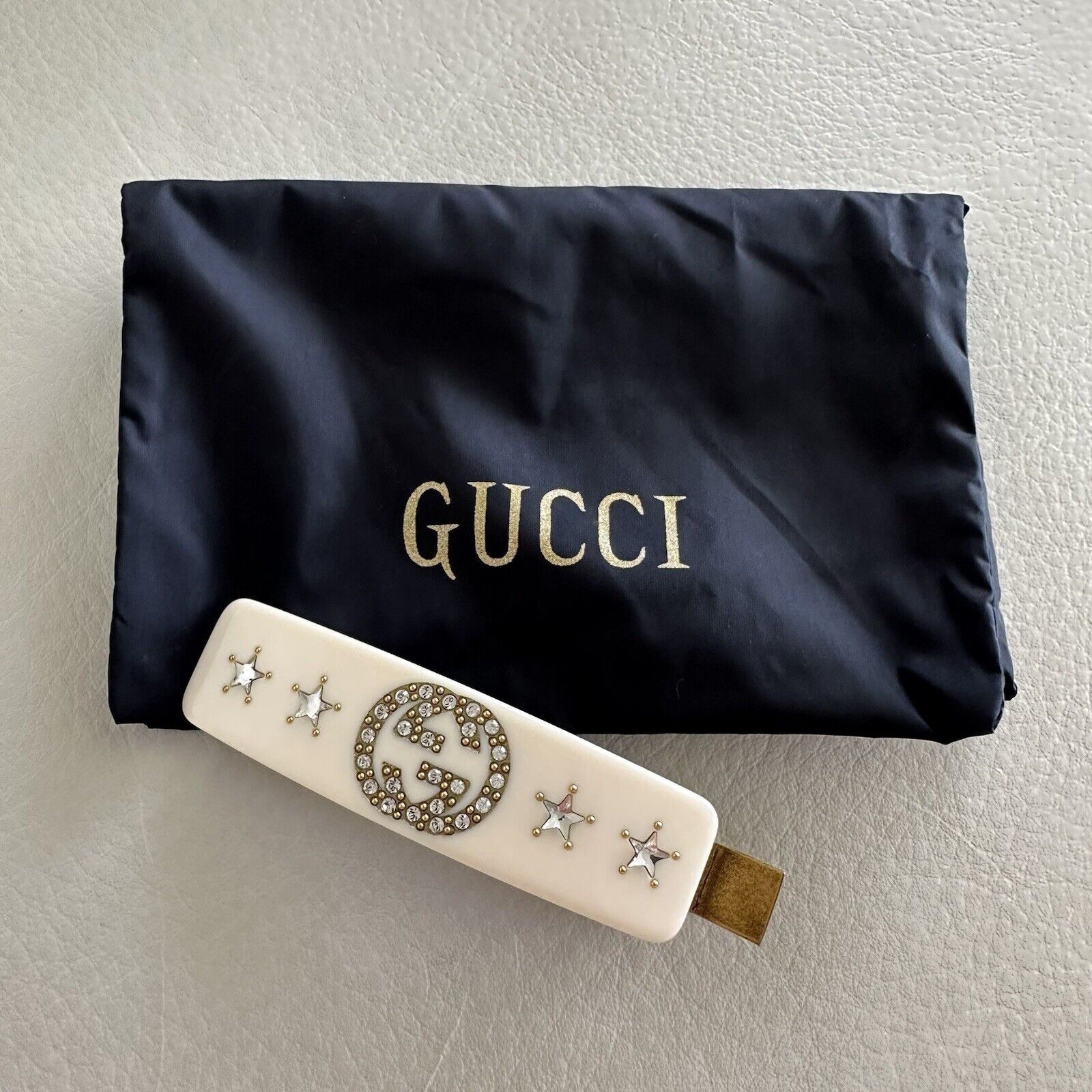 Gucci NEW GUCCI CRYSTAL HAIR INTERLOCKING G Clip White Crystal￼ Size ONE SIZE - 2 Thumbnail