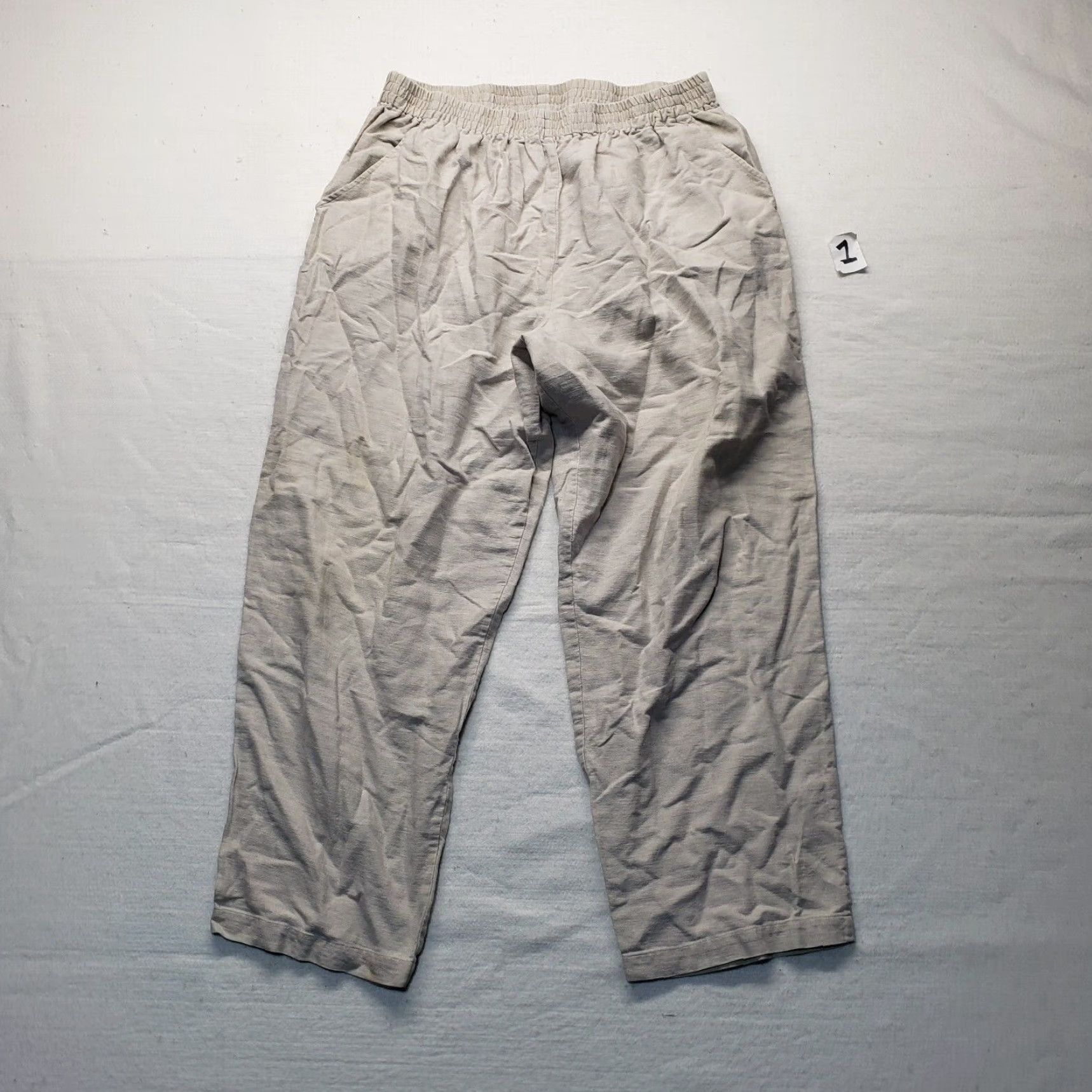 Lee Klthie Lee Pants Adult Womens 20W Solid Tan Brown Elastic Waist Pull On Khakis 18W/20W Vintage: No © Size 42" / US 20 - 2 Thumbnail