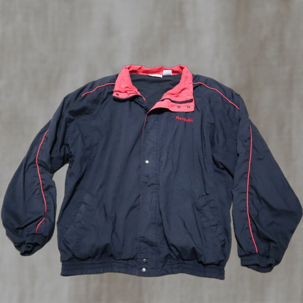 Reebok VINTAGE Reebok Jacket Windbreaker Mens XL Black Red Spell Out Coat Size US XL / EU 56 / 4 - 1 Thumbnail