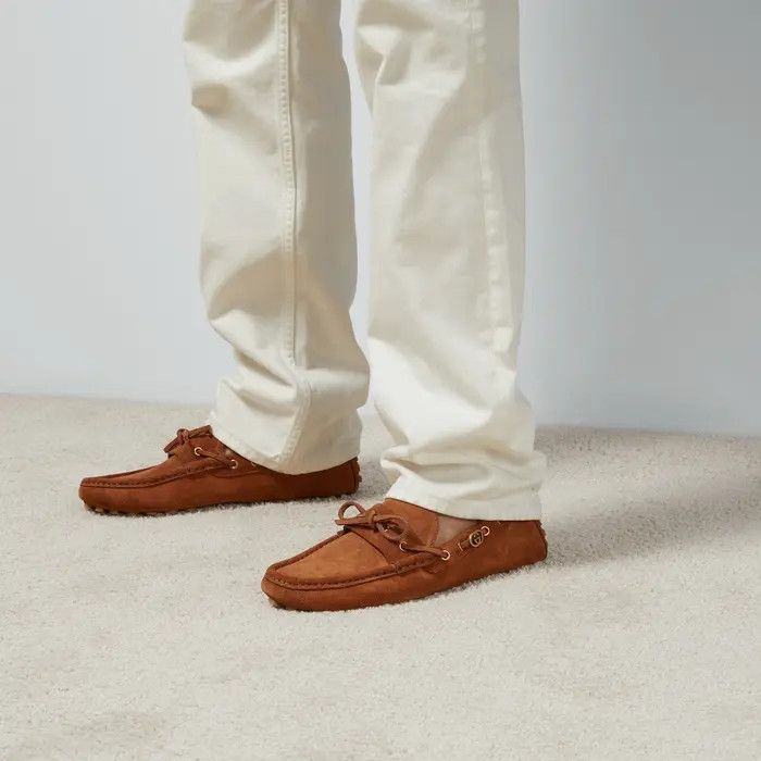 Gucci o1s1wg111025 Men's Driver With Interlocking G Shoes in Brown Size US 12.5 / EU 45-46 - 3 Thumbnail