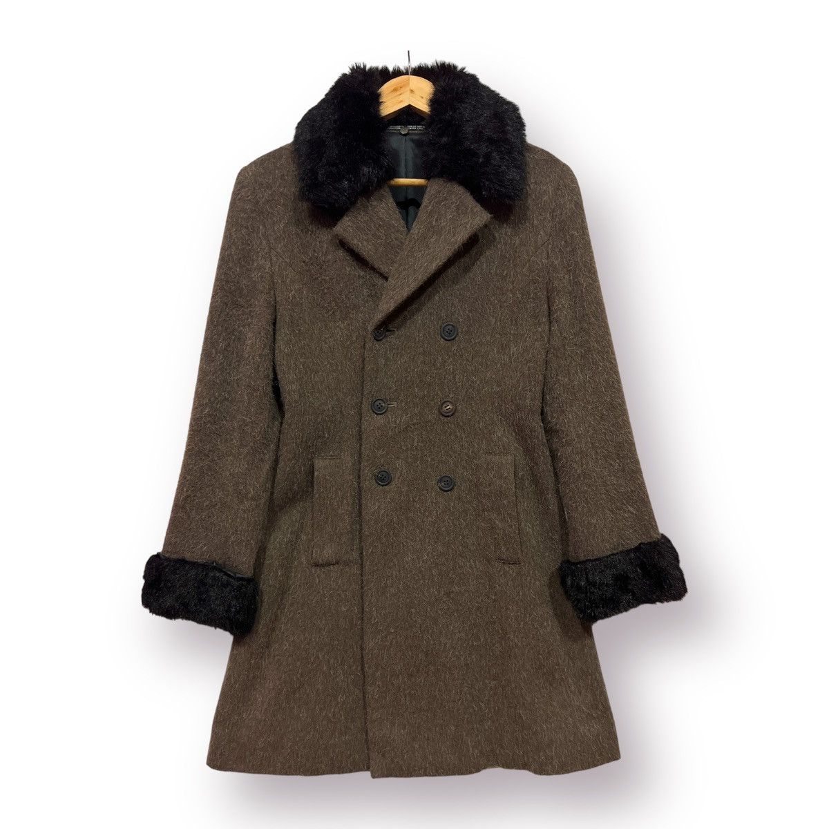 Japanese Brand 🔥 iNED mohair Long coat YOHJI style fur Collar Size S / US 4 / IT 40 - 1 Thumbnail