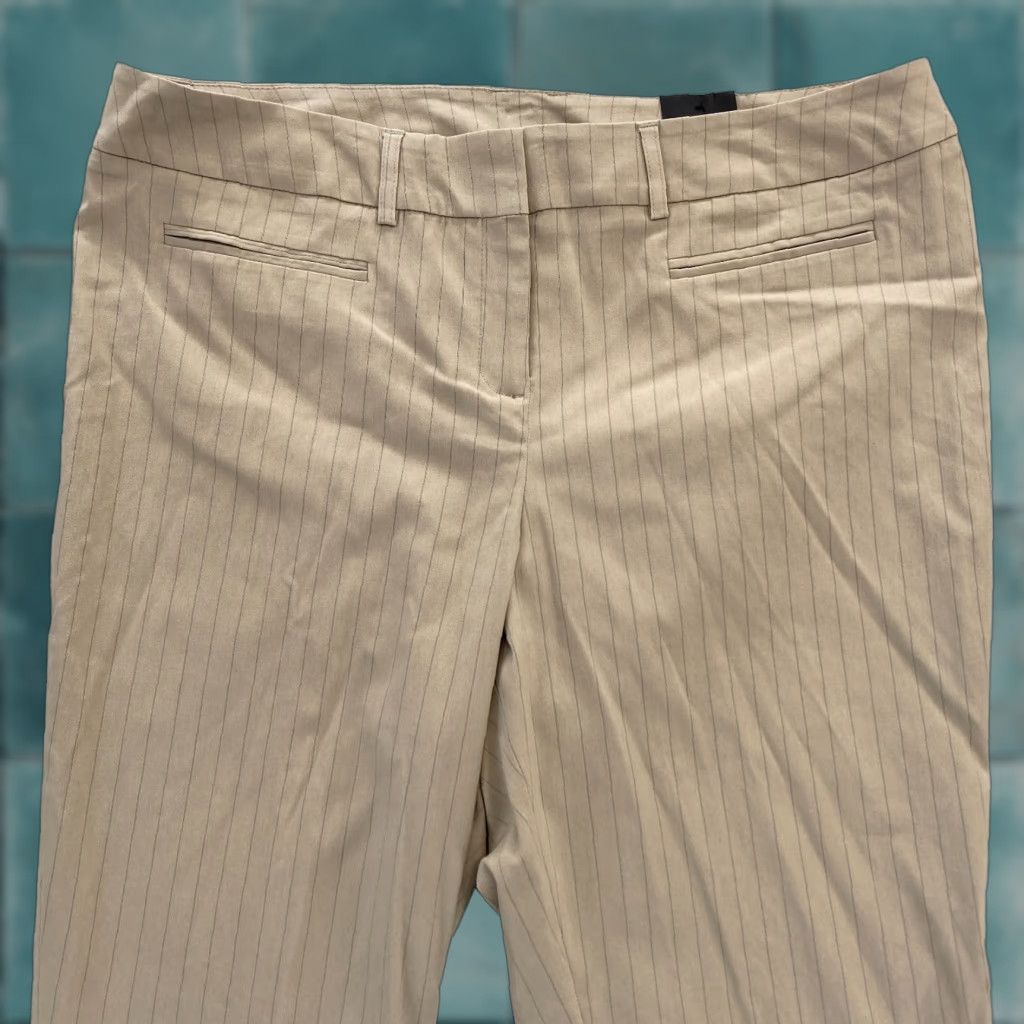 Vintage Lane Bryant Cropped Pants Women's 16 Khaki Beige Striped Straight Leg Casual NWT Size 38" / US 16 / IT 52 - 1 Thumbnail