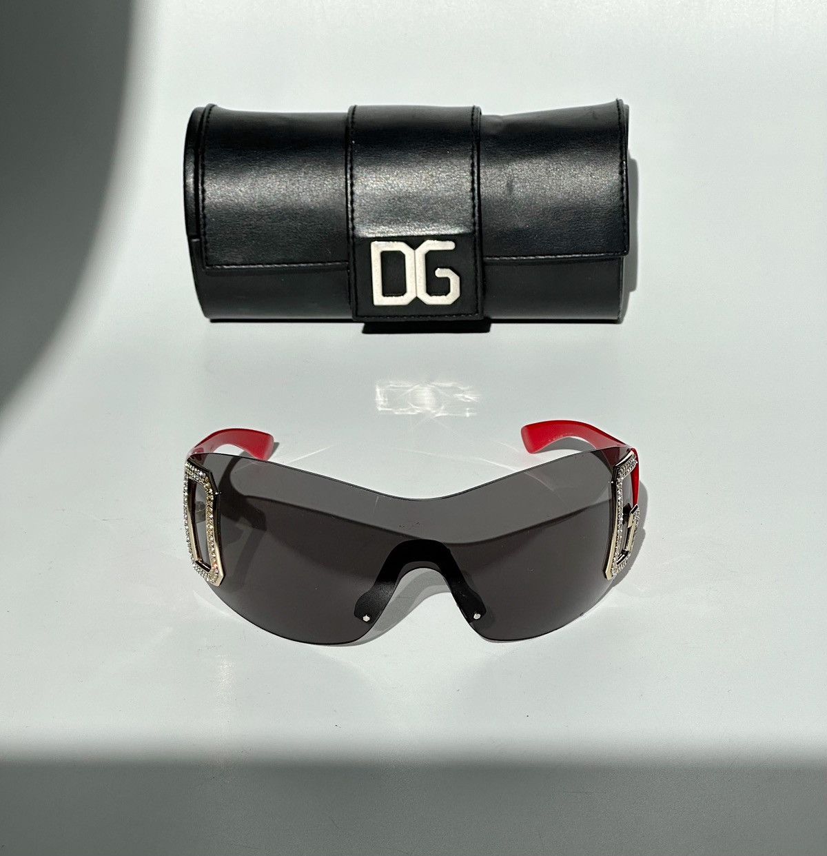 Lunettes De Soleil Dolce & Gabbana Années 2000 - Style Aviateur Masque - Monture Noire - Occasion