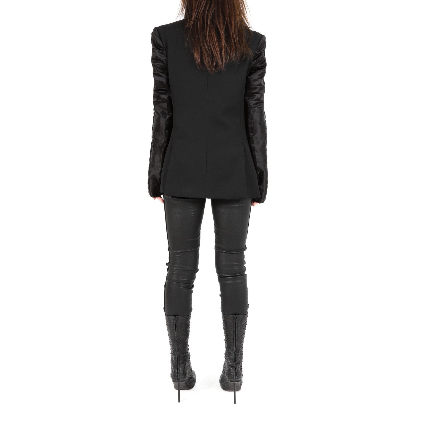 Haider Ackermann FW20 Silk Insert Sleeve Blazer in Black Wool Size XS / US 0-2 / IT 36-38 - 5 Thumbnail