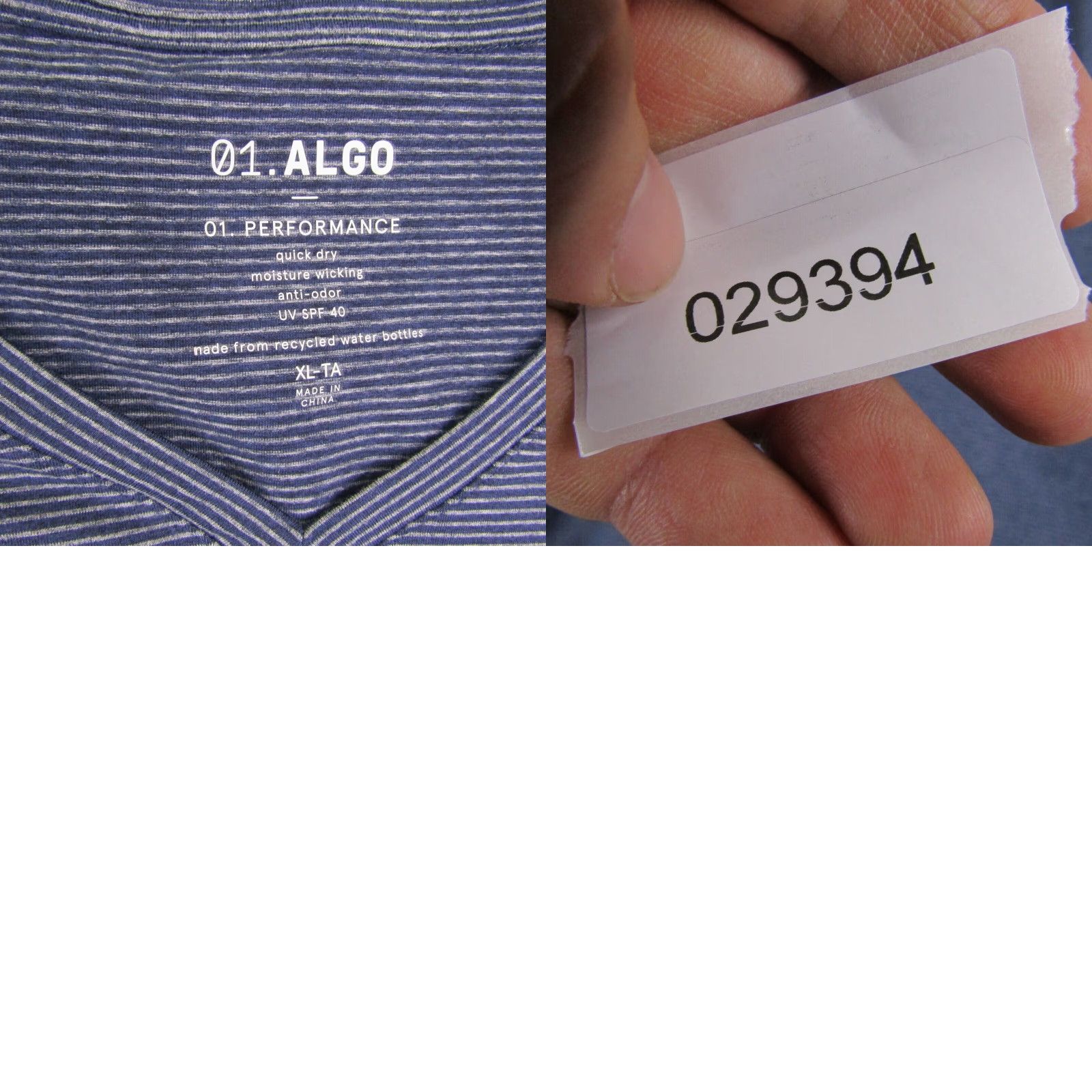 Vintage 01.Algo Shirt XL Blue Men V-Neck UV SPF 40 Moisture Wicking T-Shirt Short Sleeve Performance Size US XL / EU 56 / 4 - 8 Thumbnail