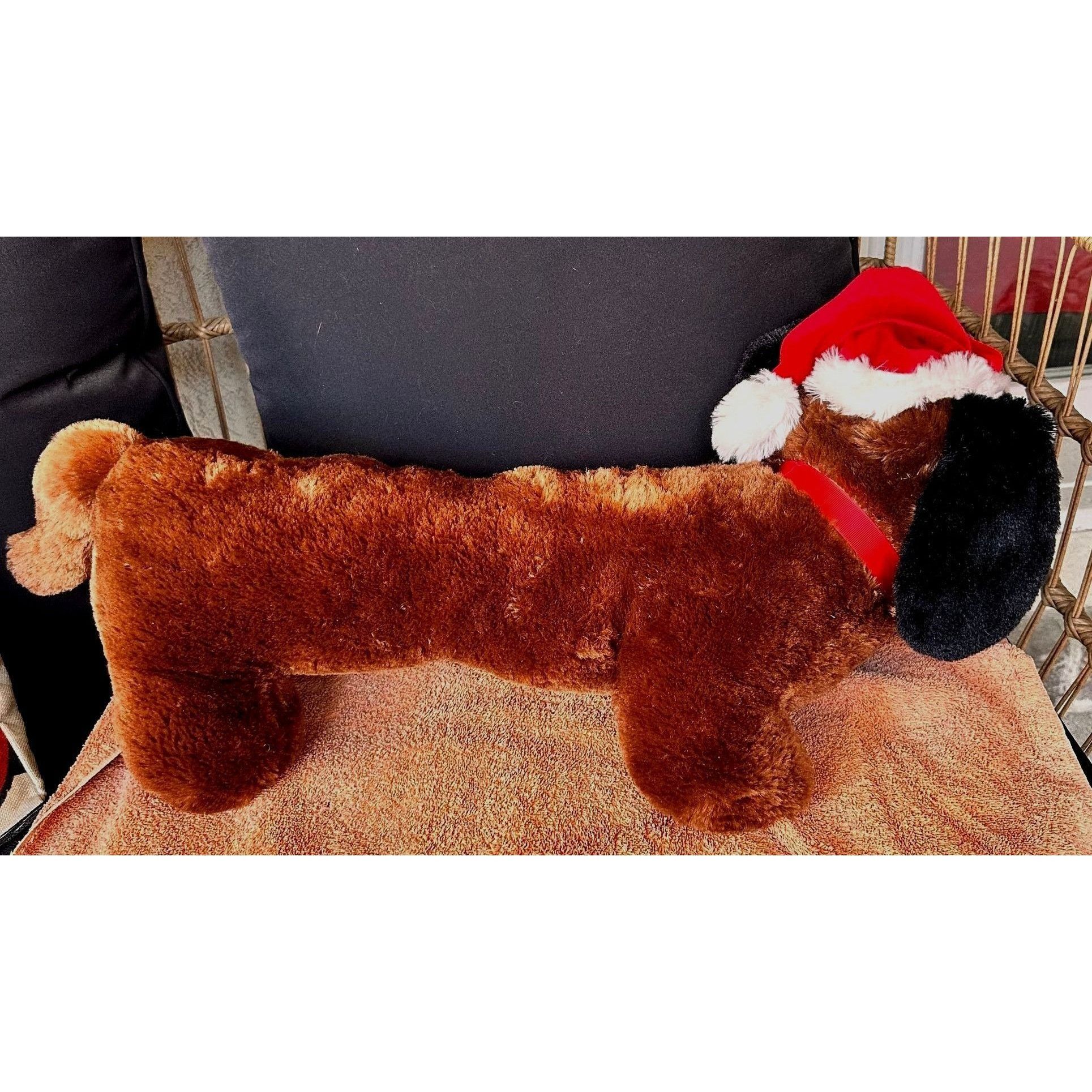 Designer × Vintage VTG Dan Dee Collectors Choice Dachshund Christmas Plush Sant Size ONE SIZE - 6 Thumbnail