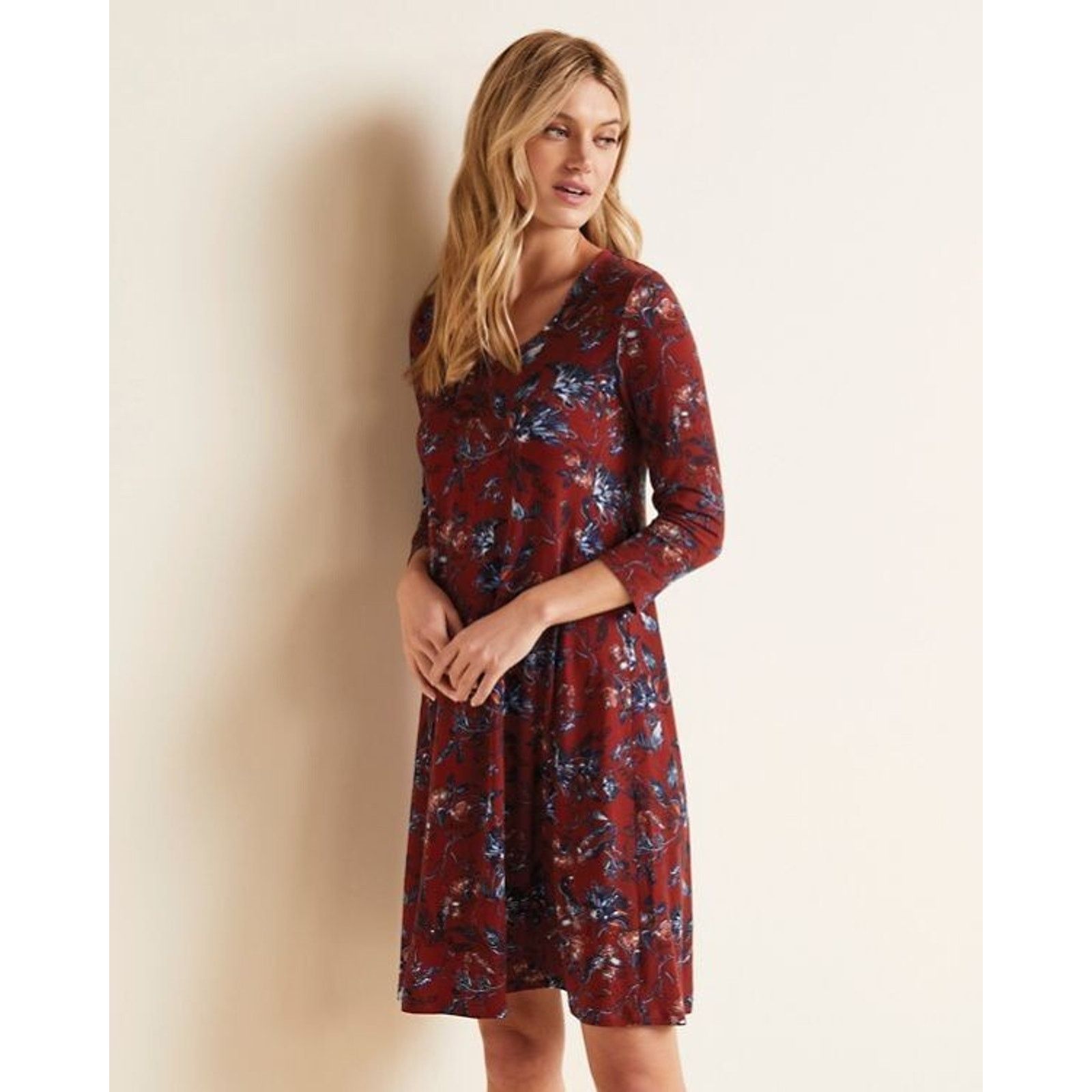 Other New W/Tag Garnet Hill Floral Seamed Knit Trapeze Dress XS Size XS / US 0-2 / IT 36-38 - 1 Thumbnail