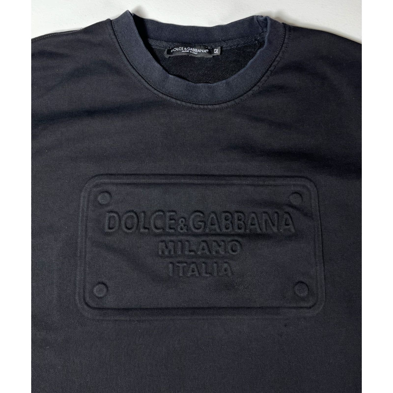 Dolce & Gabbana Dolce&Gabbana Men Sweatshirt Cotton Black Made in Italy Size L US Large Crew Neck Short Sleeve? Size US L / EU 52-54 / 3 - 6 Thumbnail