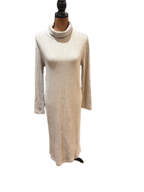 DONNI. DONNI Rib Turtleneck Sweater Midi Dress in Light Grey Size M / US 6-8 / IT 42-44 - 1 Thumbnail