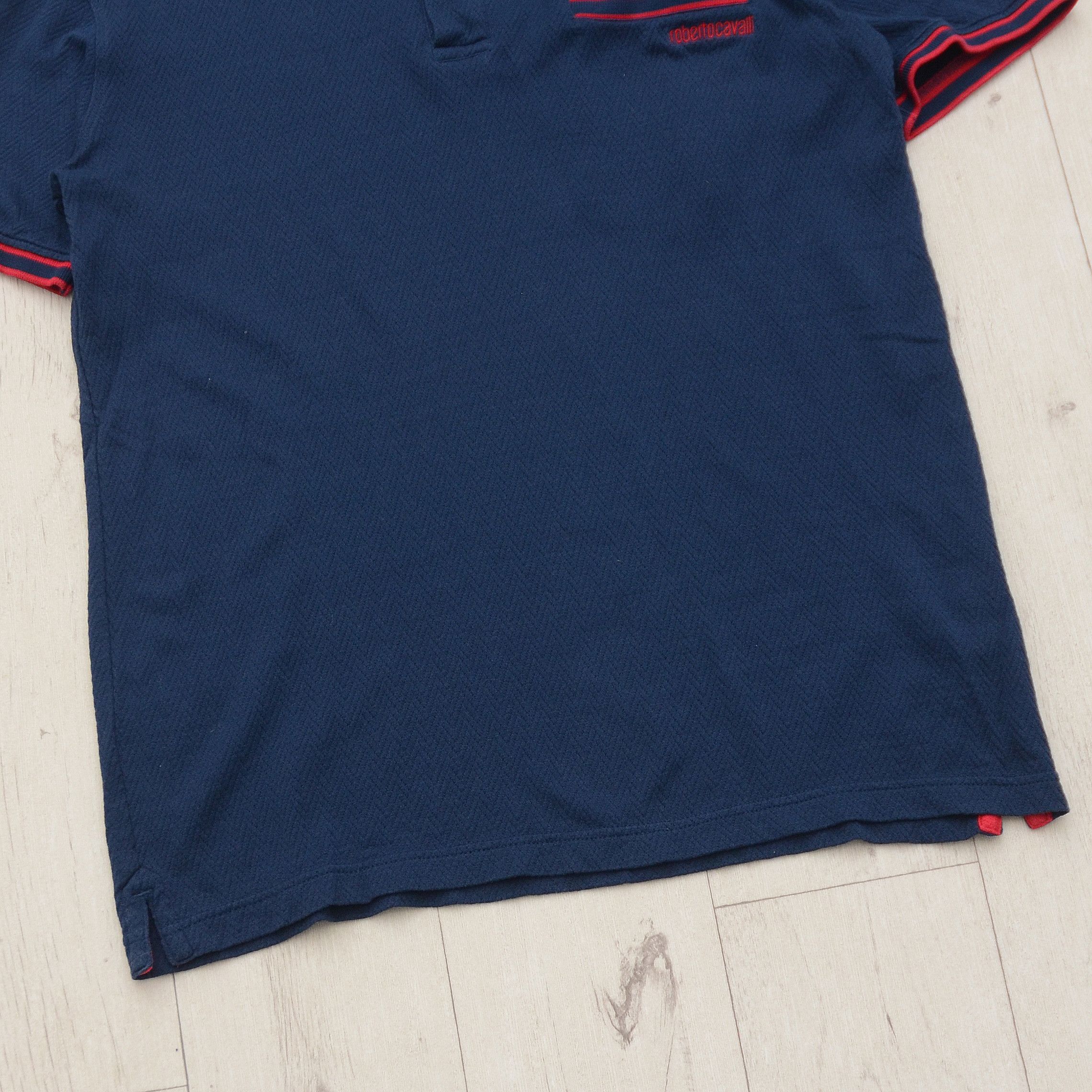 Roberto Cavalli Roberto Cavalli Embroidered Logo Knit Polo in Navy Size M Size US M / EU 48-50 / 2 - 3 Thumbnail