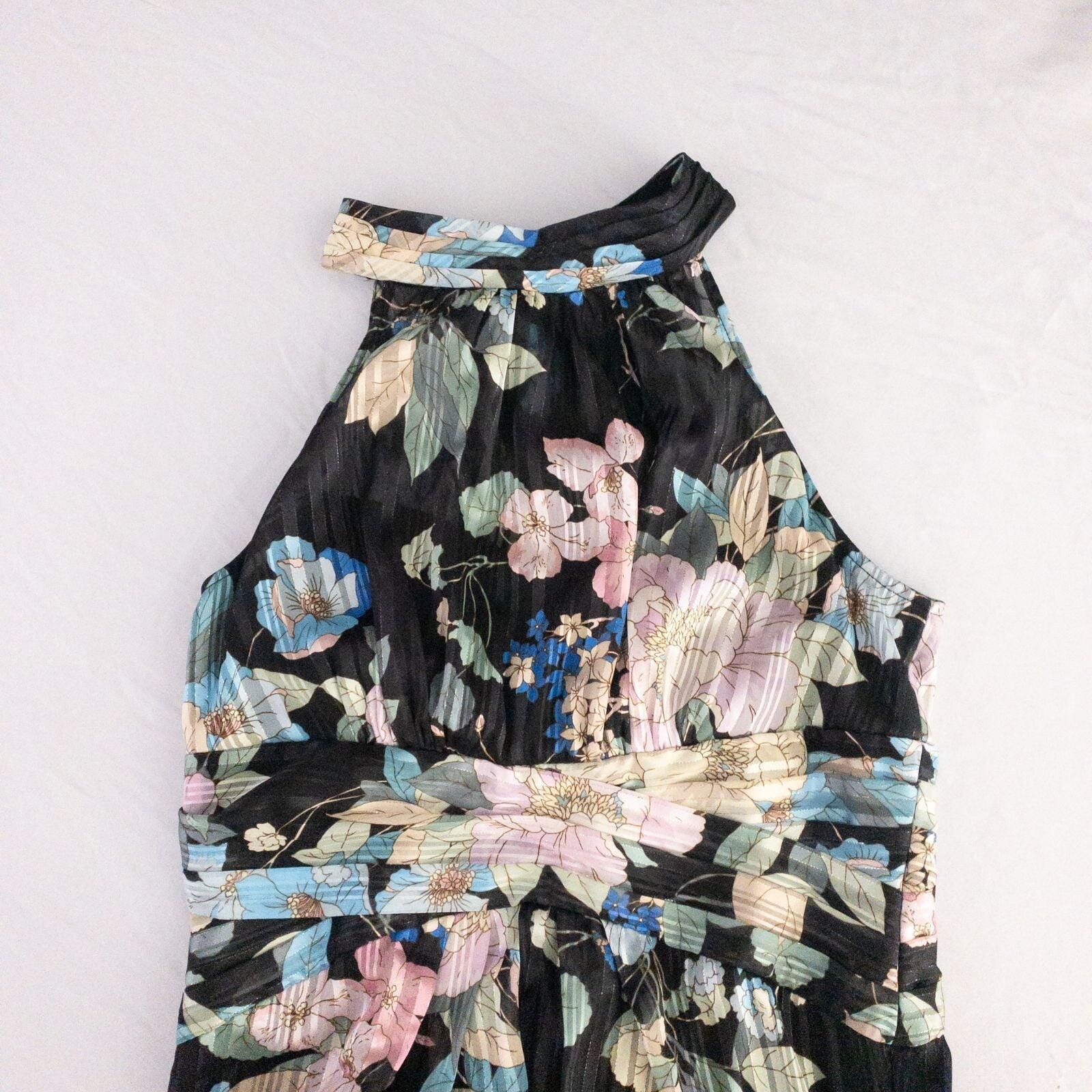 Other Adrianna Papell Black Floral Dress Womens 8 Medium Size M / US 6-8 / IT 42-44 - 4 Thumbnail