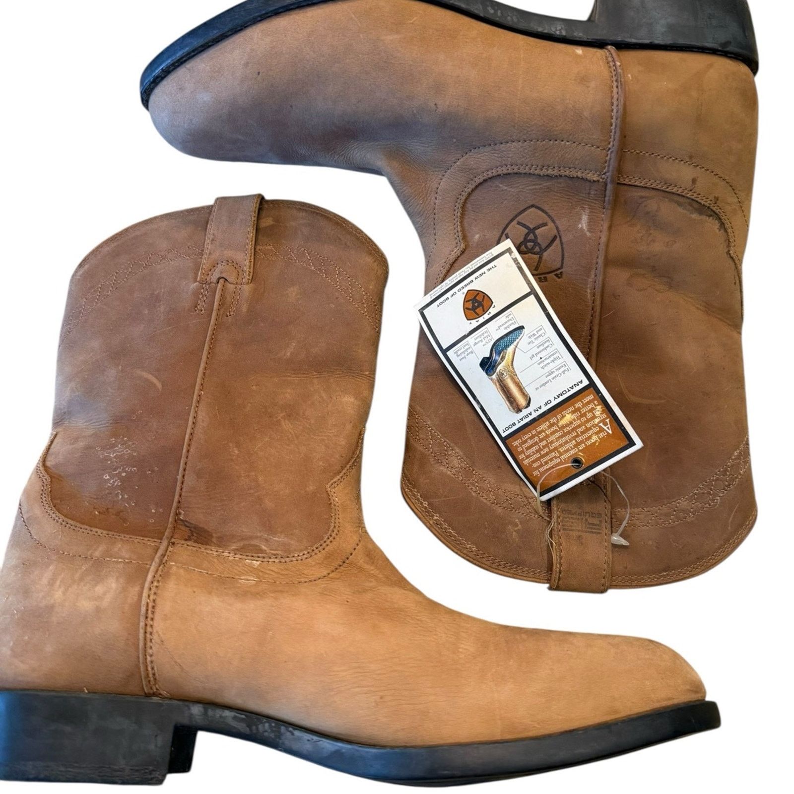 Ariat 11.5 Medium Tan Nubuck Classic Roper Style Boots NWT