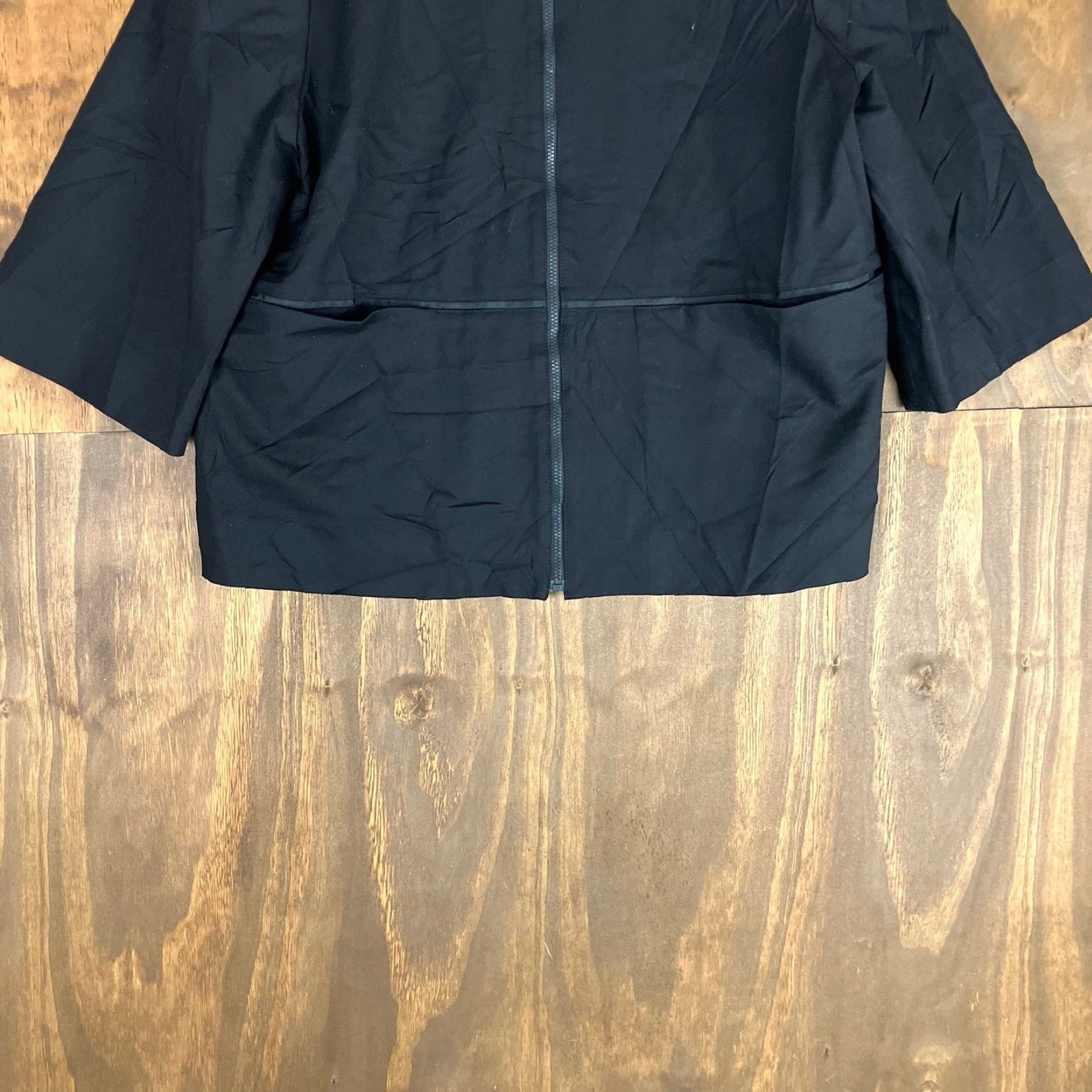 Vintage Chicos Womens Jacket Black Full Zip 3/4 Sleeve Front Pockets Stretch 2 (L) Size L / US 10 / IT 46 - 3 Thumbnail