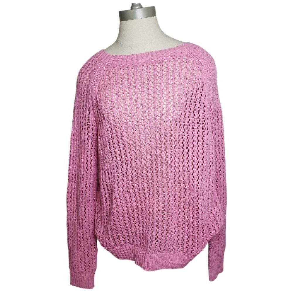 Designer CT858 Talbots Ladies Crew Neck Pink Cable Knit Sweater L Size L / US 10 / IT 46 - 1 Thumbnail