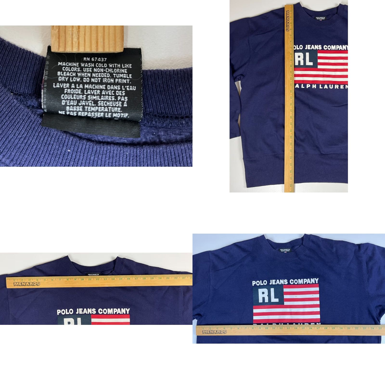 Vintage Vintage Polo Shirt Men's Navy Blue Large American Flag Shirt Classic Fit Size US L / EU 52-54 / 3 - 8 Thumbnail