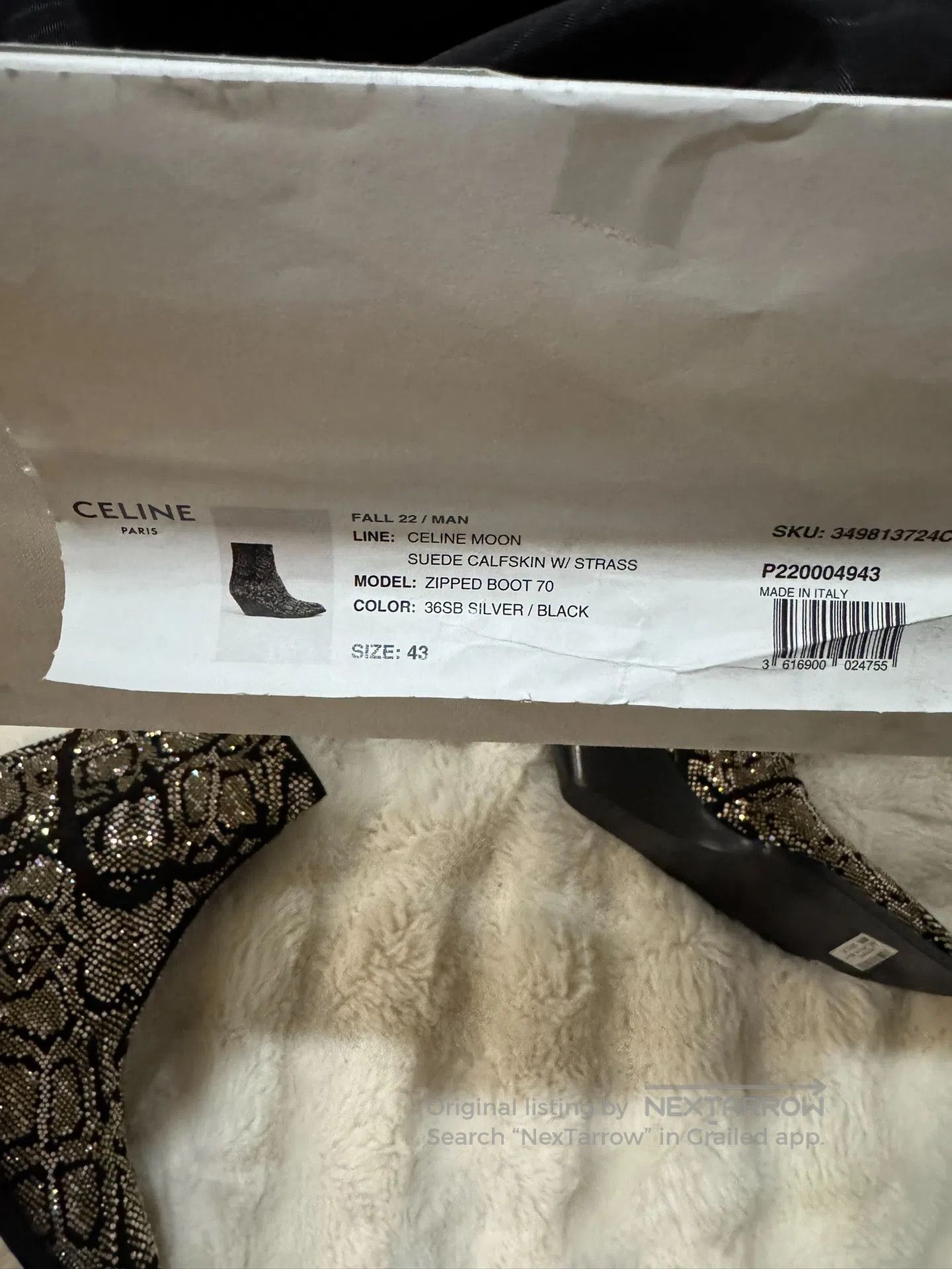 Celine CELINE Diamond Encrusted Snake Print Men's Boots| Size US 10 / EU 43 - 8 Thumbnail