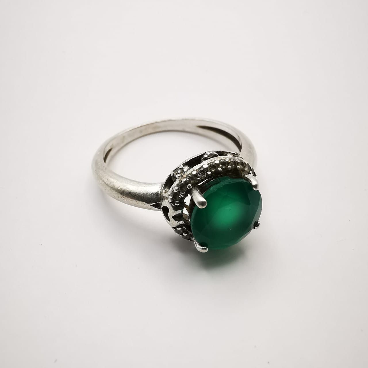 Jewelry Vintage Women's Ring 925 Sterling Silver Green Agate size 7 Size ONE SIZE - 1 Thumbnail