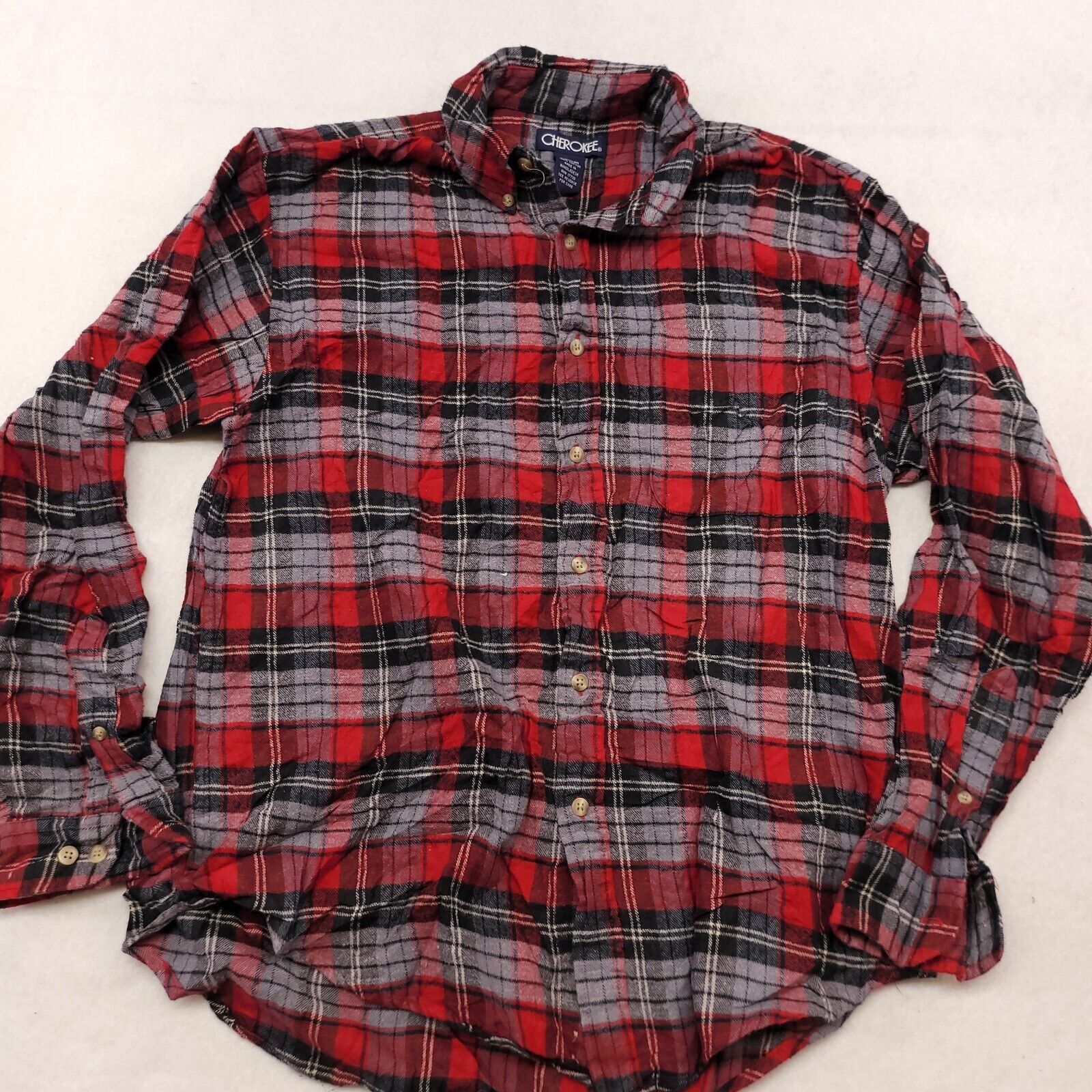 Cherokee Cherokee Madras Flannel Shirt Mens Size Medium M Red Gray Size US M / EU 48-50 / 2 - 1 Thumbnail
