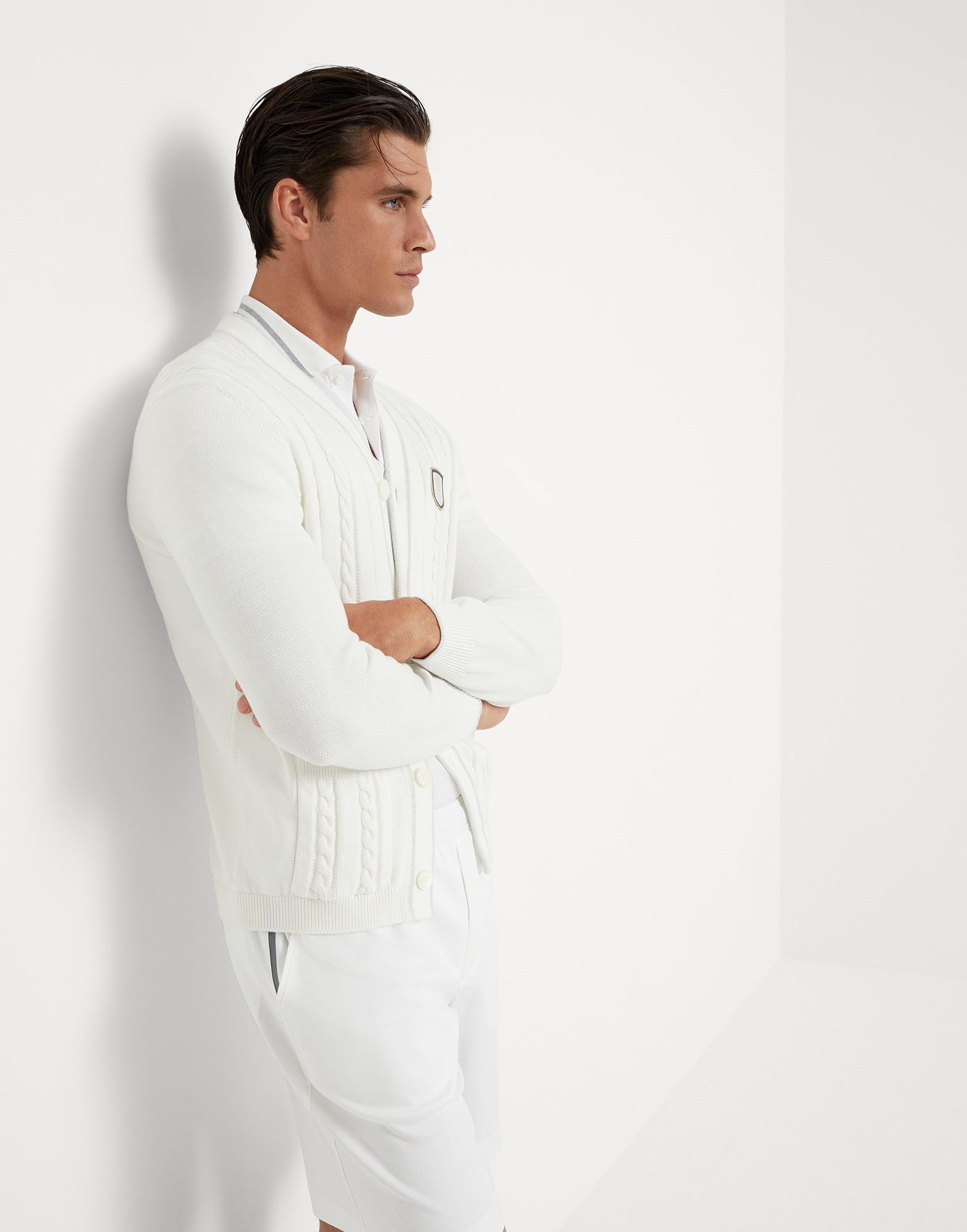Brunello Cucinelli o1la1rc1a0925 Cable Knit Sweatshirt Cardigan in White Size US M / EU 48-50 / 2 - 4 Thumbnail