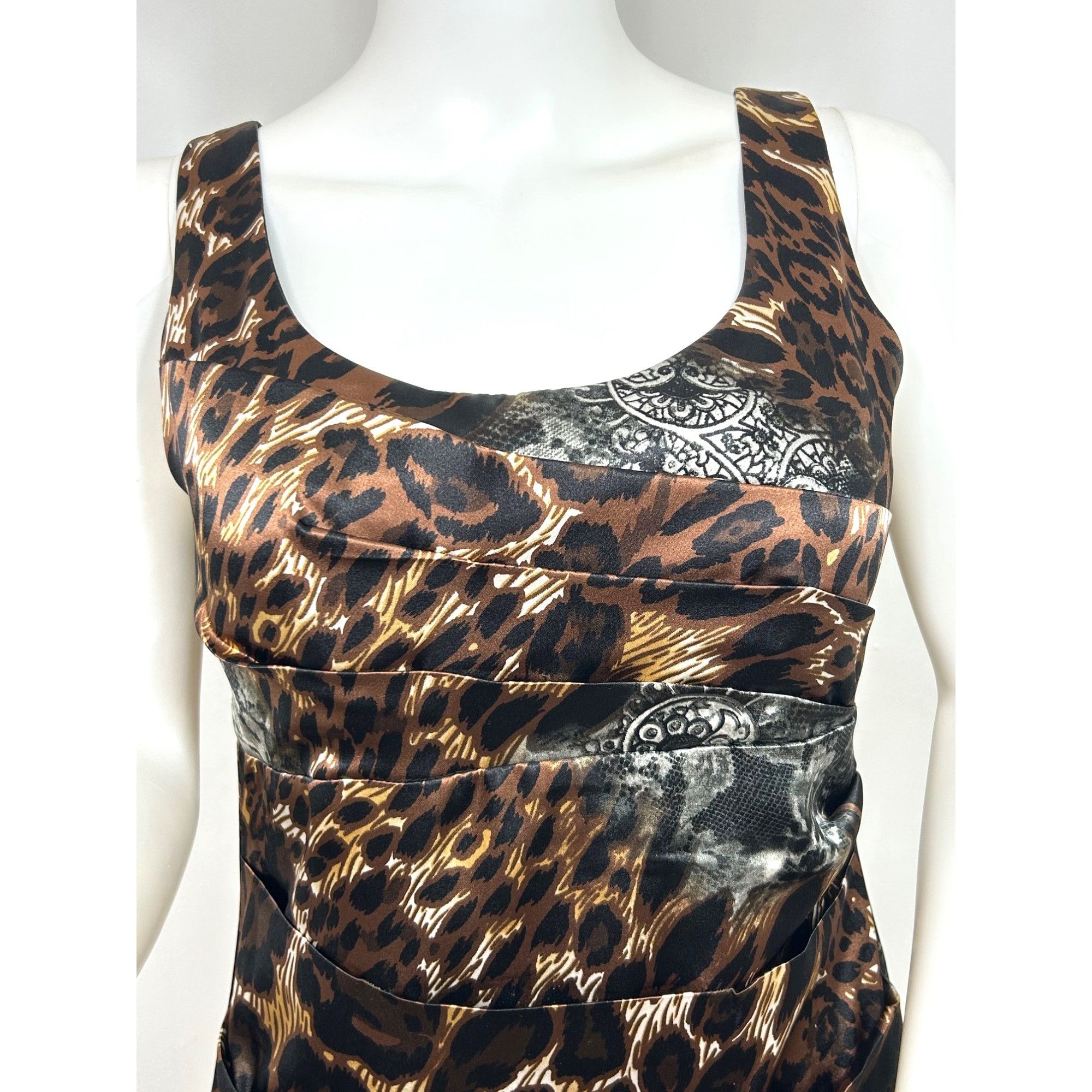 Other Bisou Bisou Dress 4 Mini Animal Print Brown Grey Sleeveless Size S / US 4 / IT 40 - 6 Thumbnail