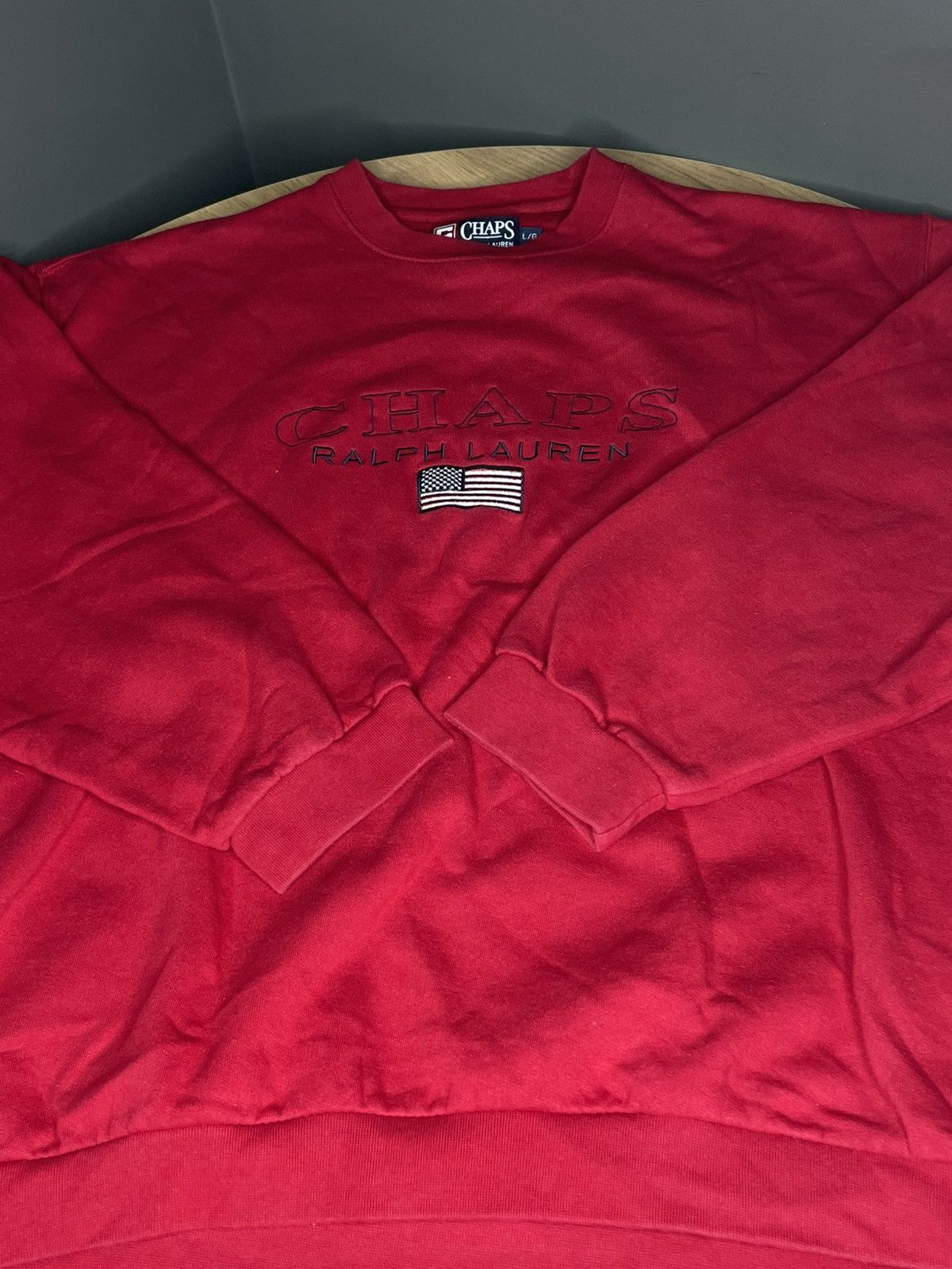 Chaps Ralph Lauren Chaps Ralph Lauren Vintage Red Sweatshirt Big Logo USA Flag Size US M / EU 48-50 / 2 - 3 Thumbnail