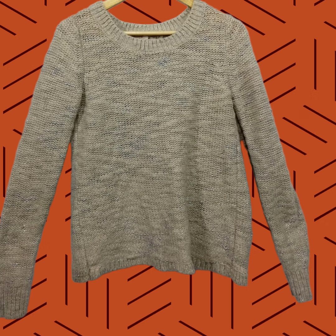 Banana Republic Banana Republic Sweater Beige Metallic Italian Yarn Open Back Crew Neck Long Sleeve Casual Lightweight Regular Fit Women XS Size XS / US 0-2 / IT 36-38 - 1 Thumbnail