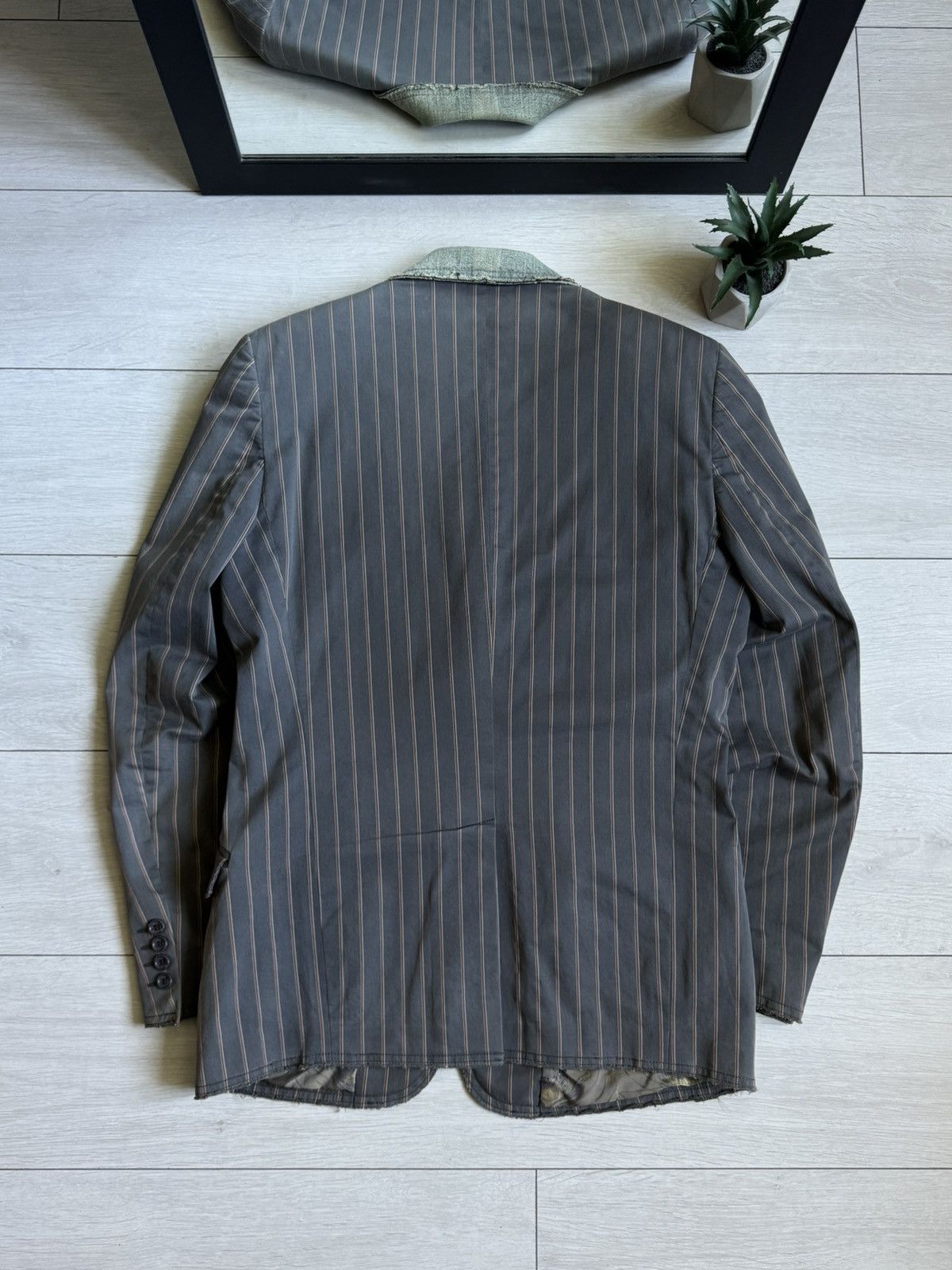 Dolce & Gabbana ❗️RARE❗️Vintage Dolce & Gabbana Denim Colar Distressed Blazer Size 50R - 10 Thumbnail