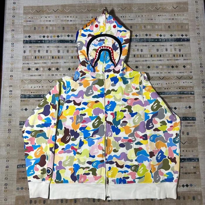 Bape MULTI CAMO SHARK FULL ZIP HOODIE Grailed