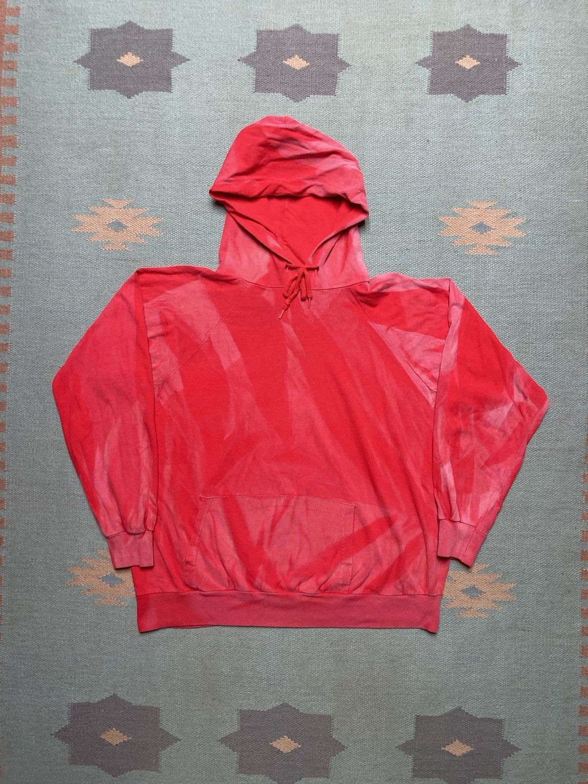 80s pullover hoodie sun faded cotton lightweight shirt large