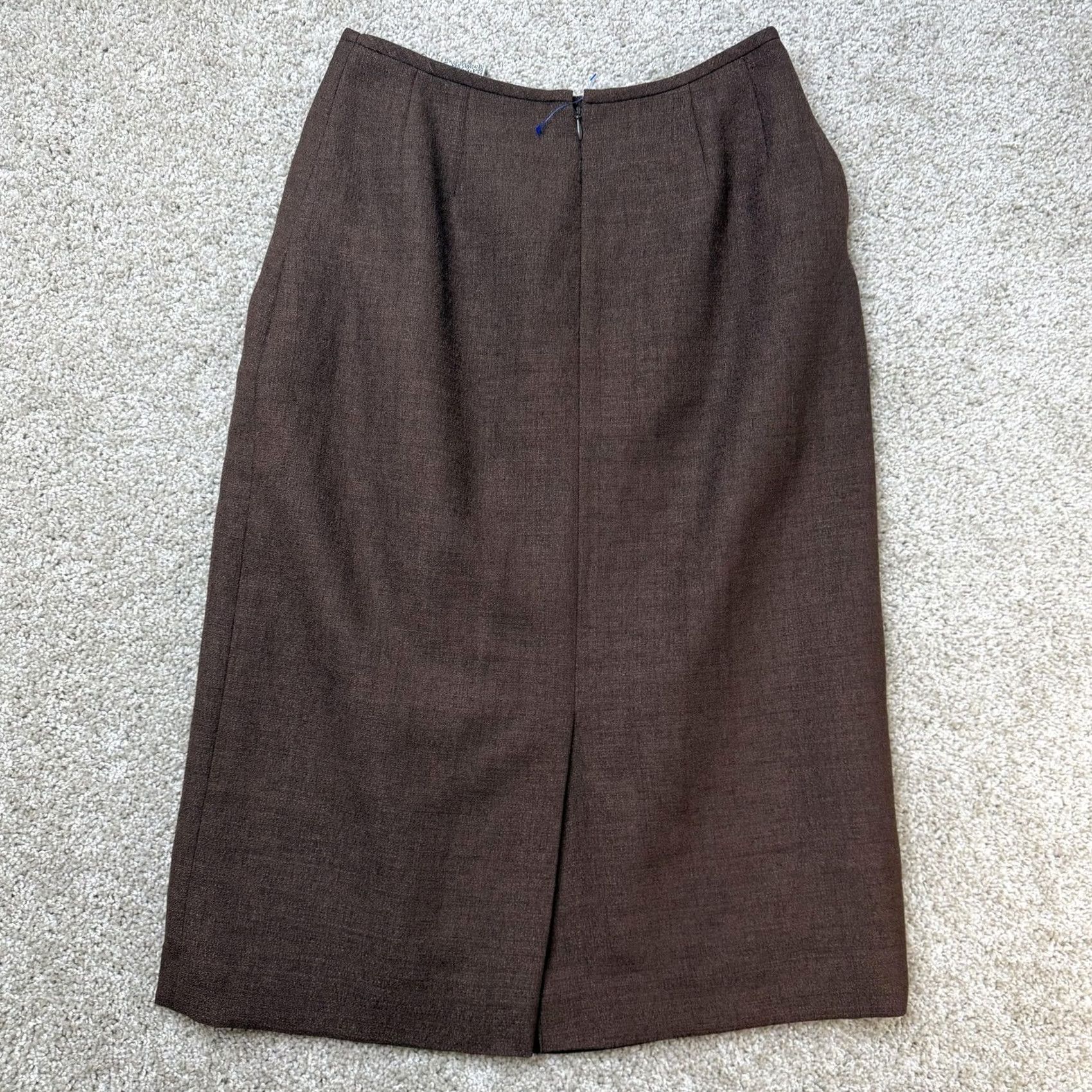 Vintage VINTAGE Le Suit Skirt Womens 10 Brown Twill Pencil Midi Lined Back Slit Office Size 32" / US 10 / IT 46 - 4 Thumbnail