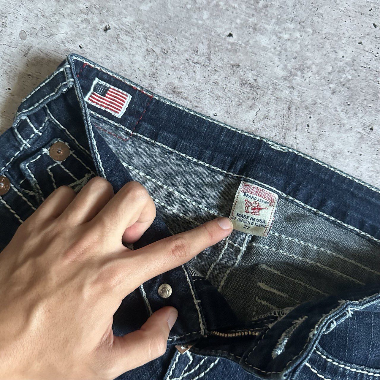 True Religion × Vintage True Religion Billy Big T Vintage denim big logo Jeans pants Size 27" / US 4 / IT 40 - 6 Thumbnail