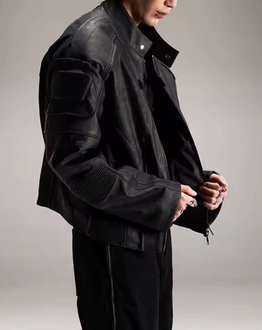 Leather Distressed Black Faux Leather Racer Jacket Size US M / EU 48-50 / 2 - 3 Thumbnail