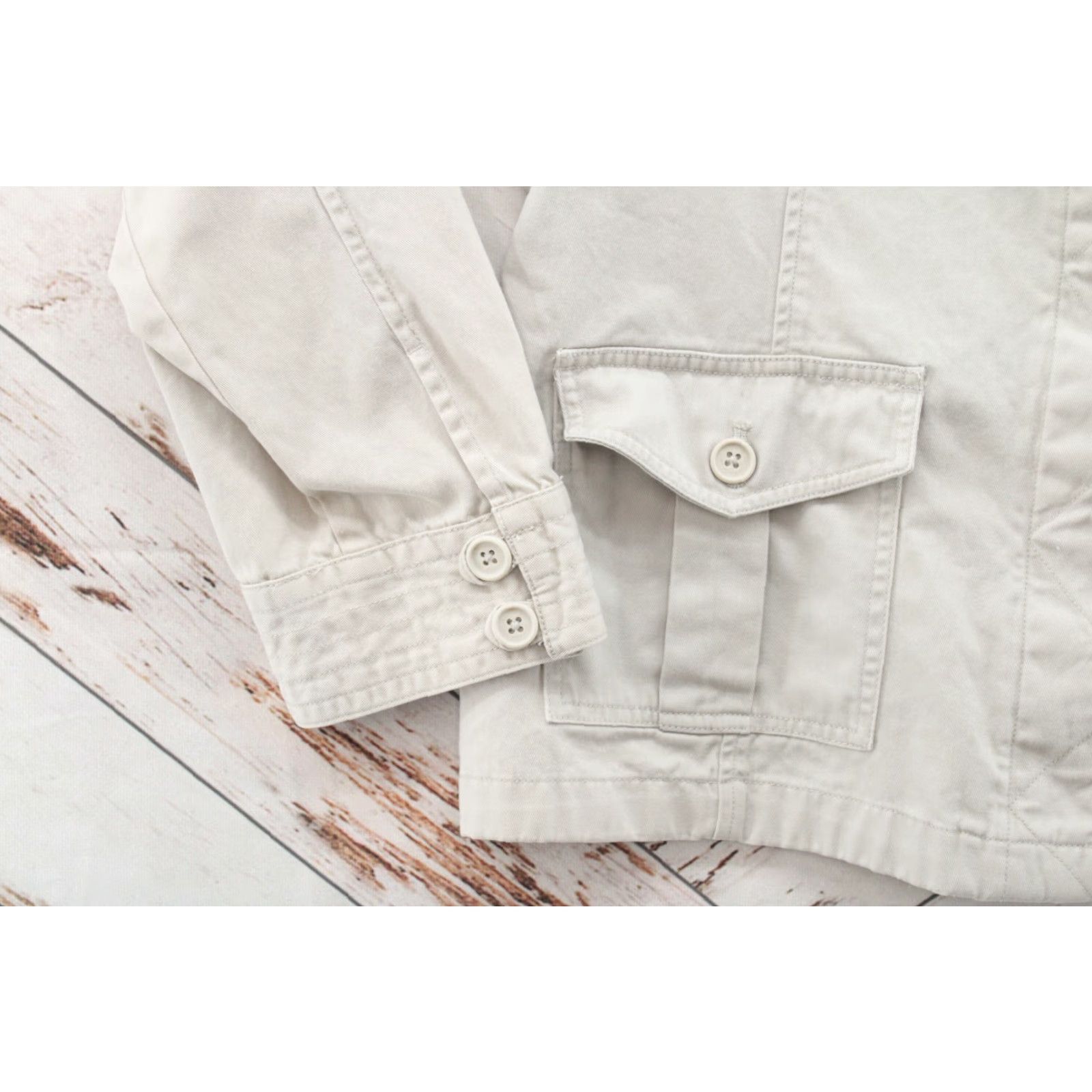 Vintage Jamaica Bay Safari Jacket Womens XL Beige Cargo Pockets Mock Collar Stylish Boho Shirt Size XL / US 12-14 / IT 48-50 - 5 Thumbnail