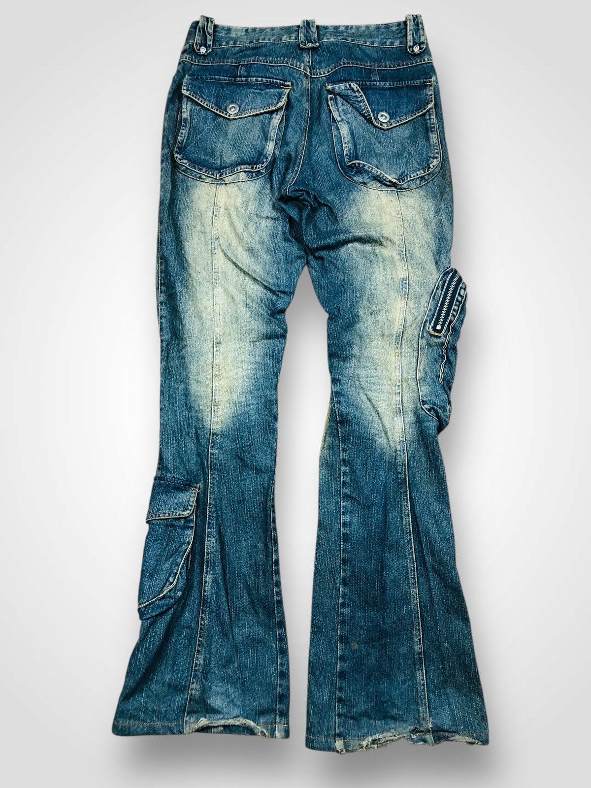 Japanese Brand Lav Y2k Multi-Pocket Cargo Flare Jeans (37) Size US 29 - 2 Thumbnail