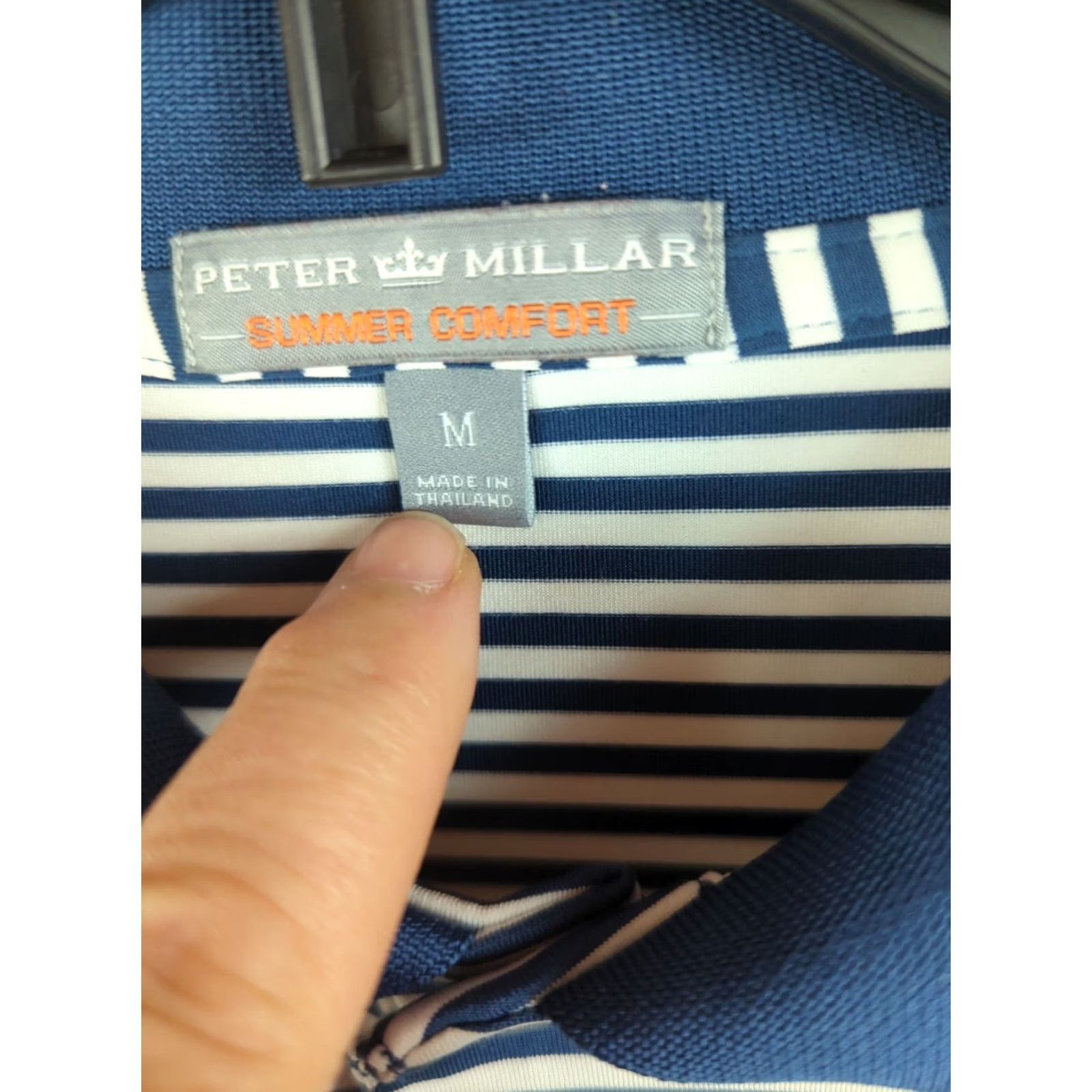 Peter Millar Peter Millar Shirt Mens Polo M White and Blue Striped Summer Comfort Golf Size US M / EU 48-50 / 2 - 2 Thumbnail