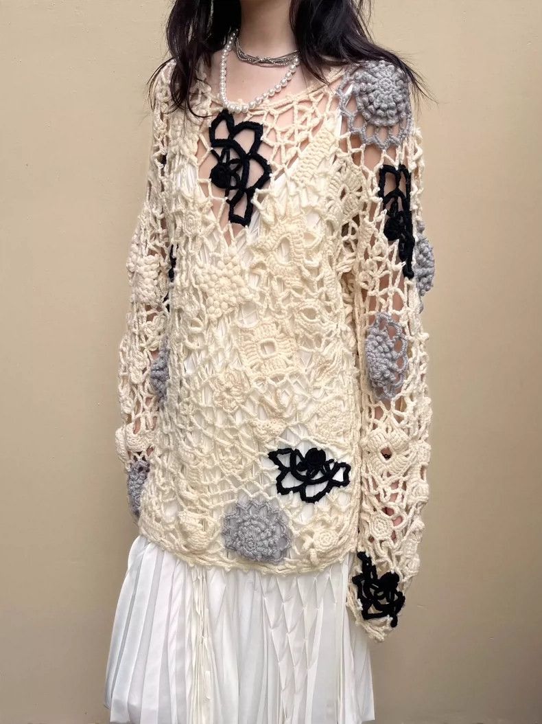 Yohji Yamamoto Yohji Yamamoto 1980s Maru Text Early Hand-made Hollowed-out Size ONE SIZE - 3 Thumbnail
