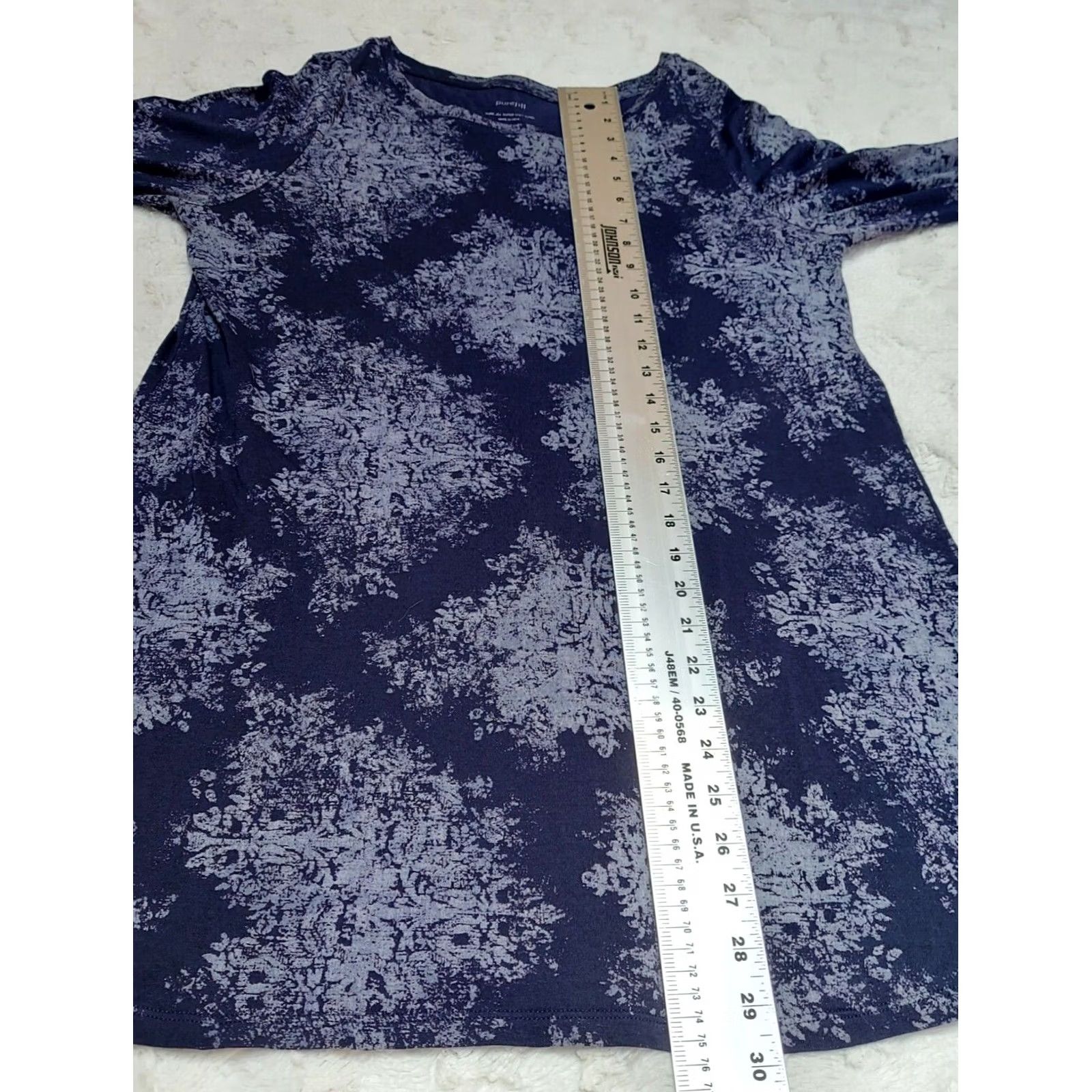 Vintage Pure Jill Womens Long Sleeve Tunic Top Blue White Dye Cotton Modal Jersey Round Neck Pullover Casual Regular Medium Size M / US 6-8 / IT 42-44 - 6 Thumbnail
