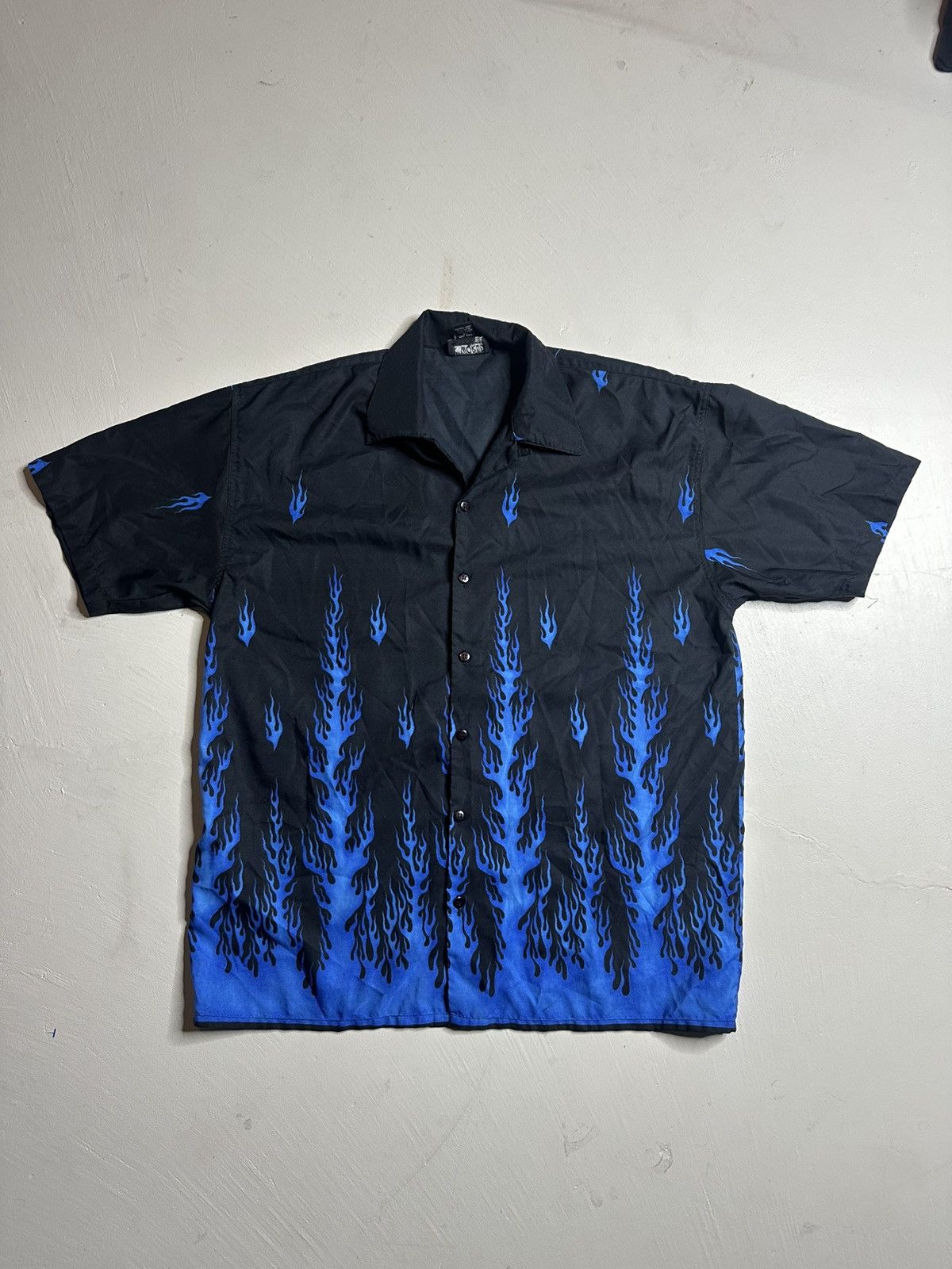 Vintage Y2K 2000s Flame Button Up Shirt Size US L / EU 52-54 / 3 - 3 Thumbnail
