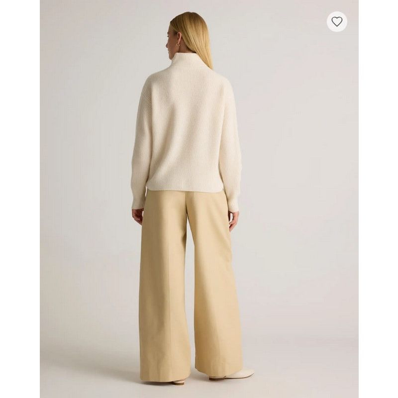 Quince Mongolian Cashmere Fisherman Quarter Zip Sweater Ivory Large Size L / US 10 / IT 46 - 4 Thumbnail