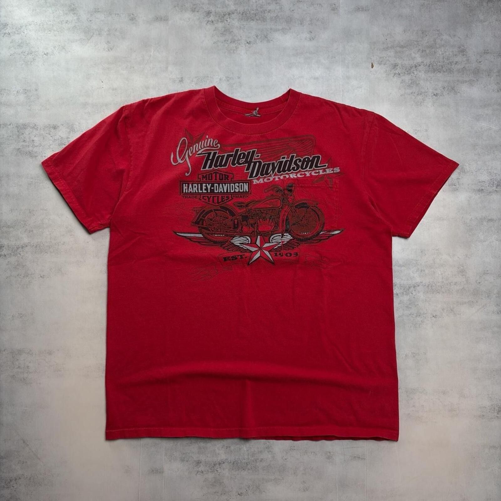 Harley Davidson Y2K Red Harley Davidson Grunge Biker Graphic Pocket T-Shirt Size US L / EU 52-54 / 3 - 1 Thumbnail